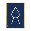  Drop line plakat messingfarvet ramme 50x70 cm blå baggrund
