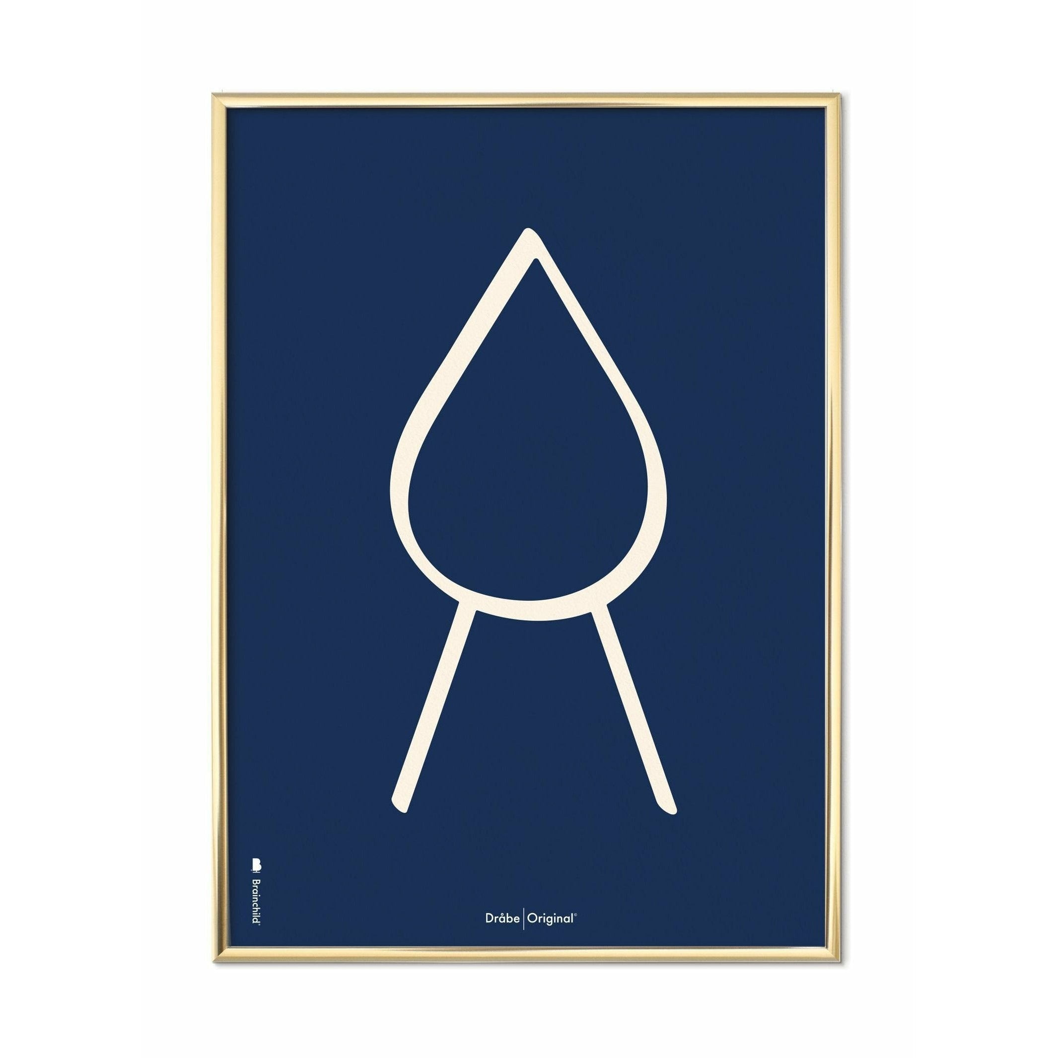 [product_category]-Brainchild Drop Line Poster, Brass Colored Frame A5, Blue Background-Brainchild-B-51001-D-BRA-1