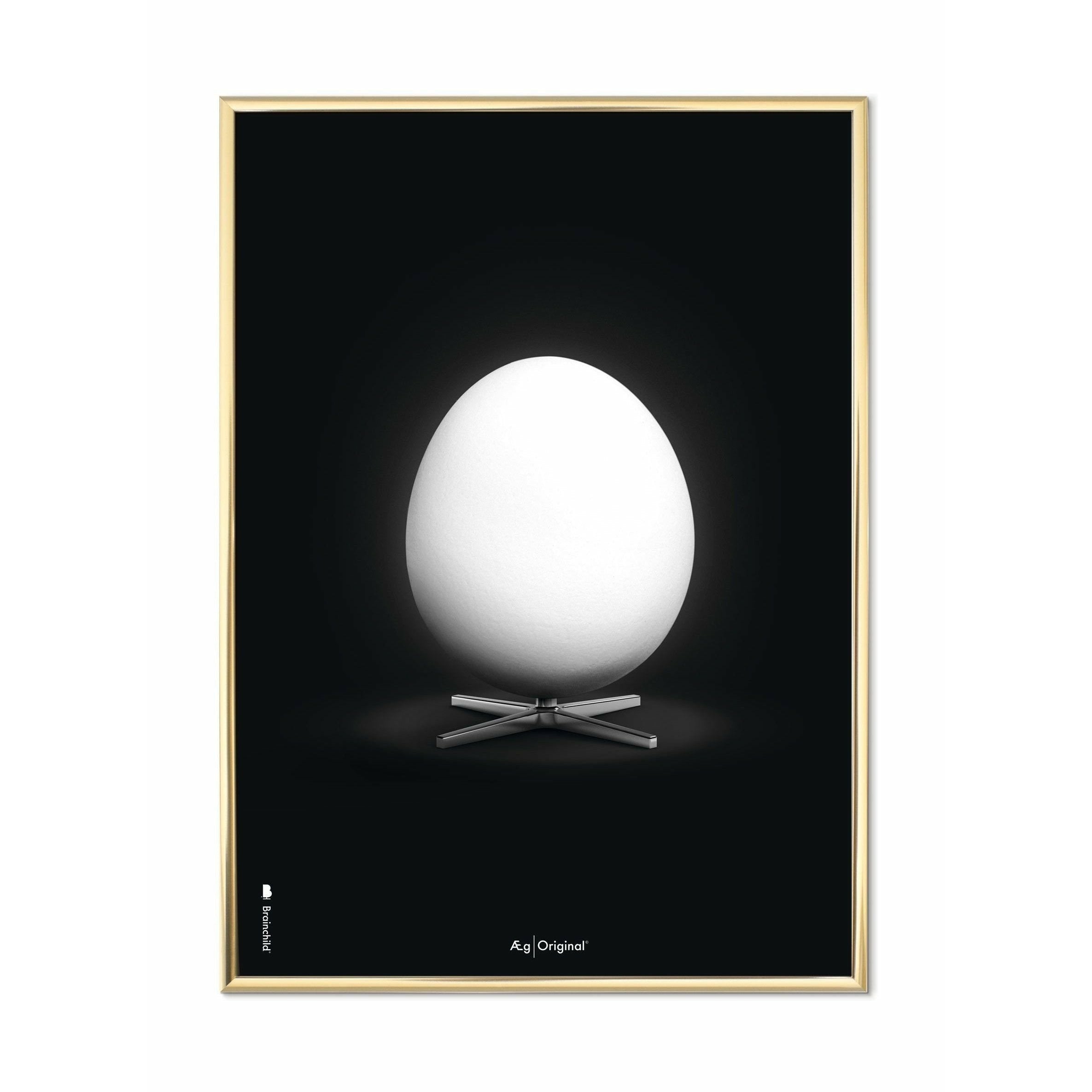 [product_category]-Brainchild Egg Classic Poster, Brass Frame 50x70 Cm, Black Background-Brainchild-12003-D-BRA-1