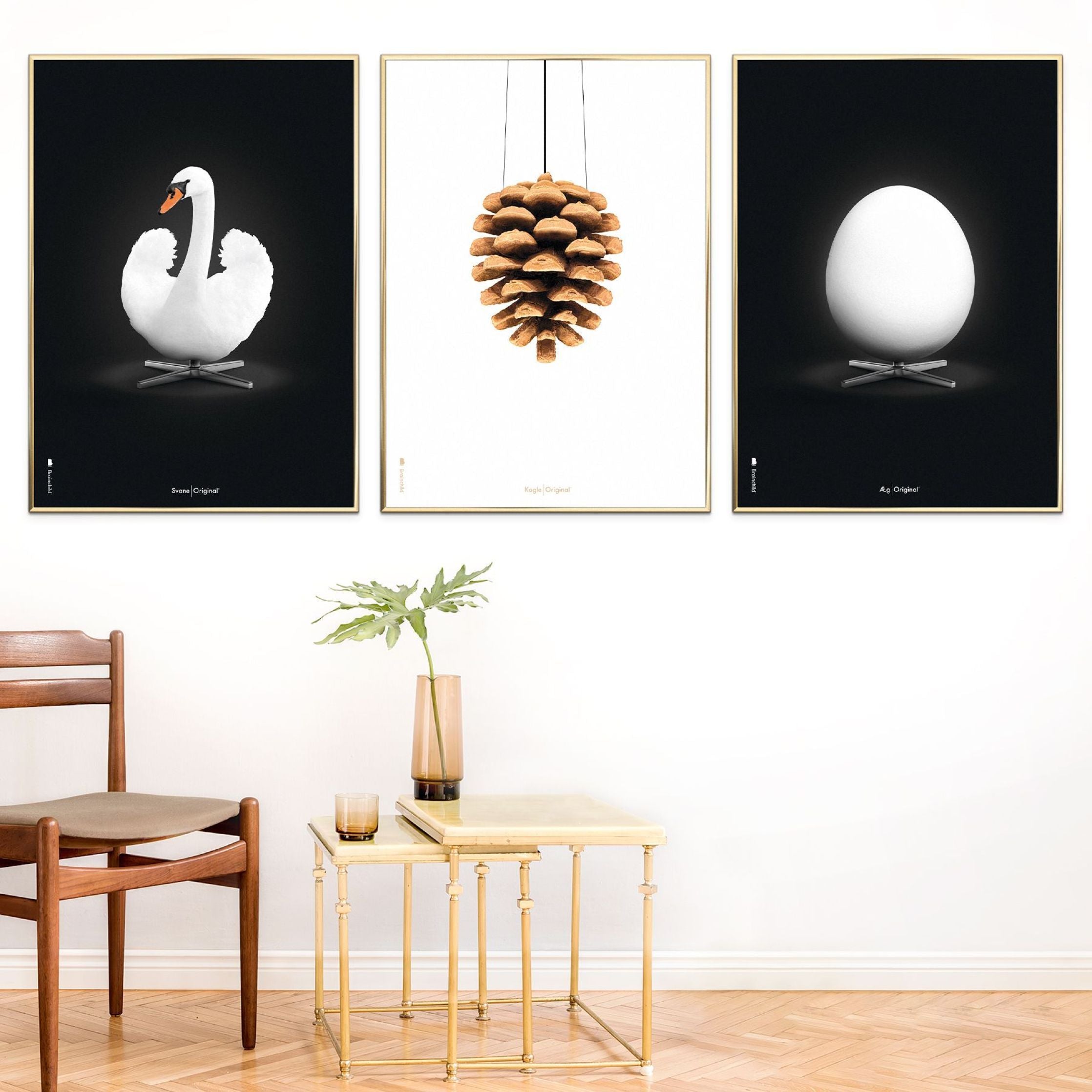 [product_category]-Brainchild Egg Classic Poster, Brass Frame 50x70 Cm, Black Background-Brainchild-12003-D-BRA-3