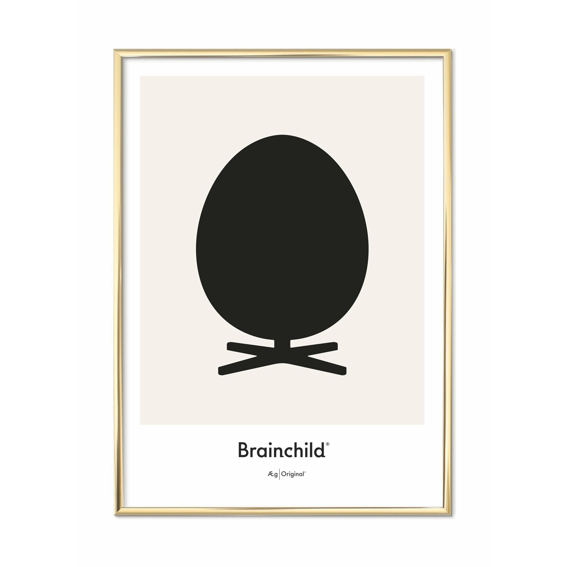 [product_category]-Brainchild Egg Design Icon Poster, Brass Frame 30 X40 Cm, Grey-Brainchild-IG-11002-D-BRA-1