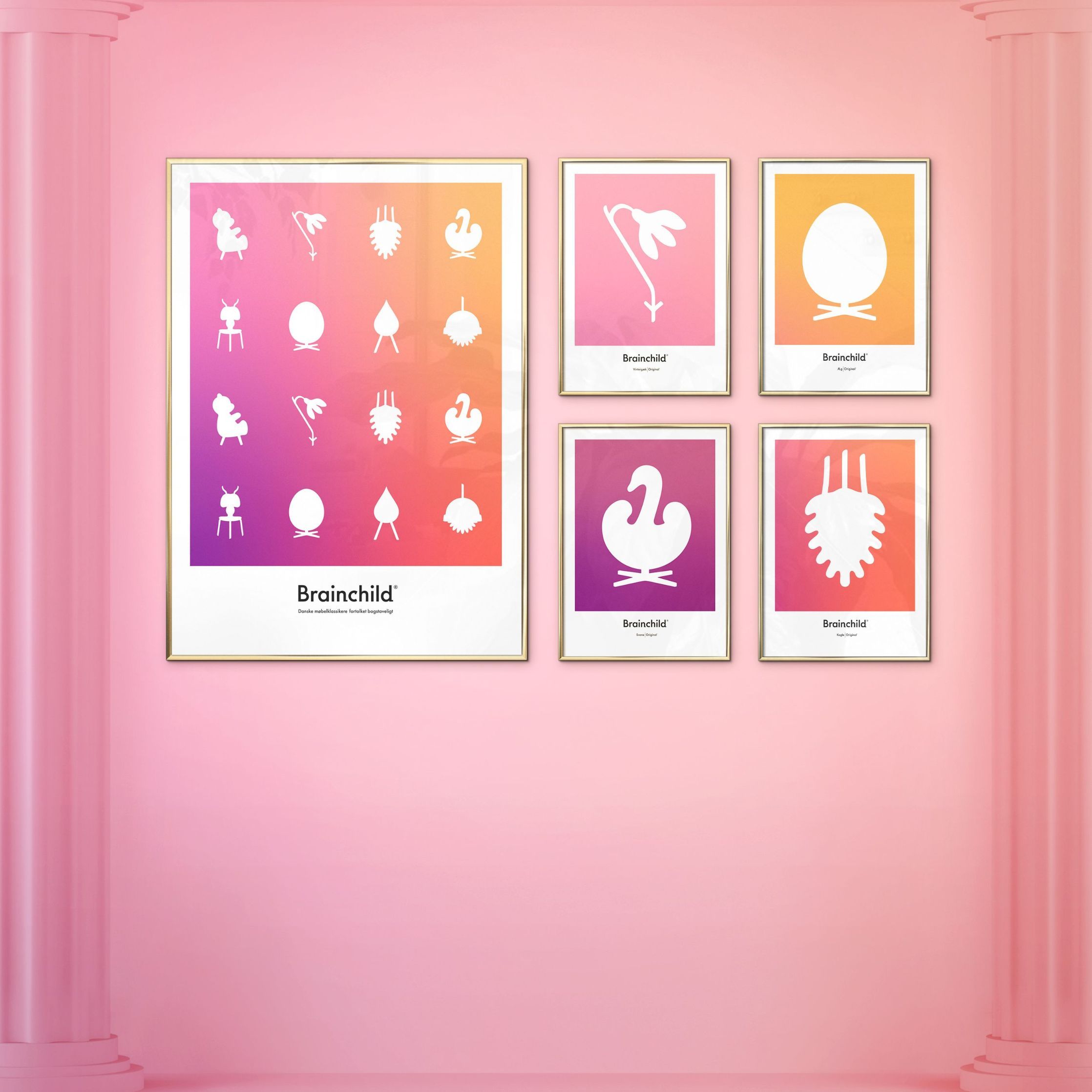 [product_category]-Brainchild Egg Design Icon Poster, Brass Frame 30 X40 Cm, Yellow-Brainchild-IF-11002-D-BRA-4