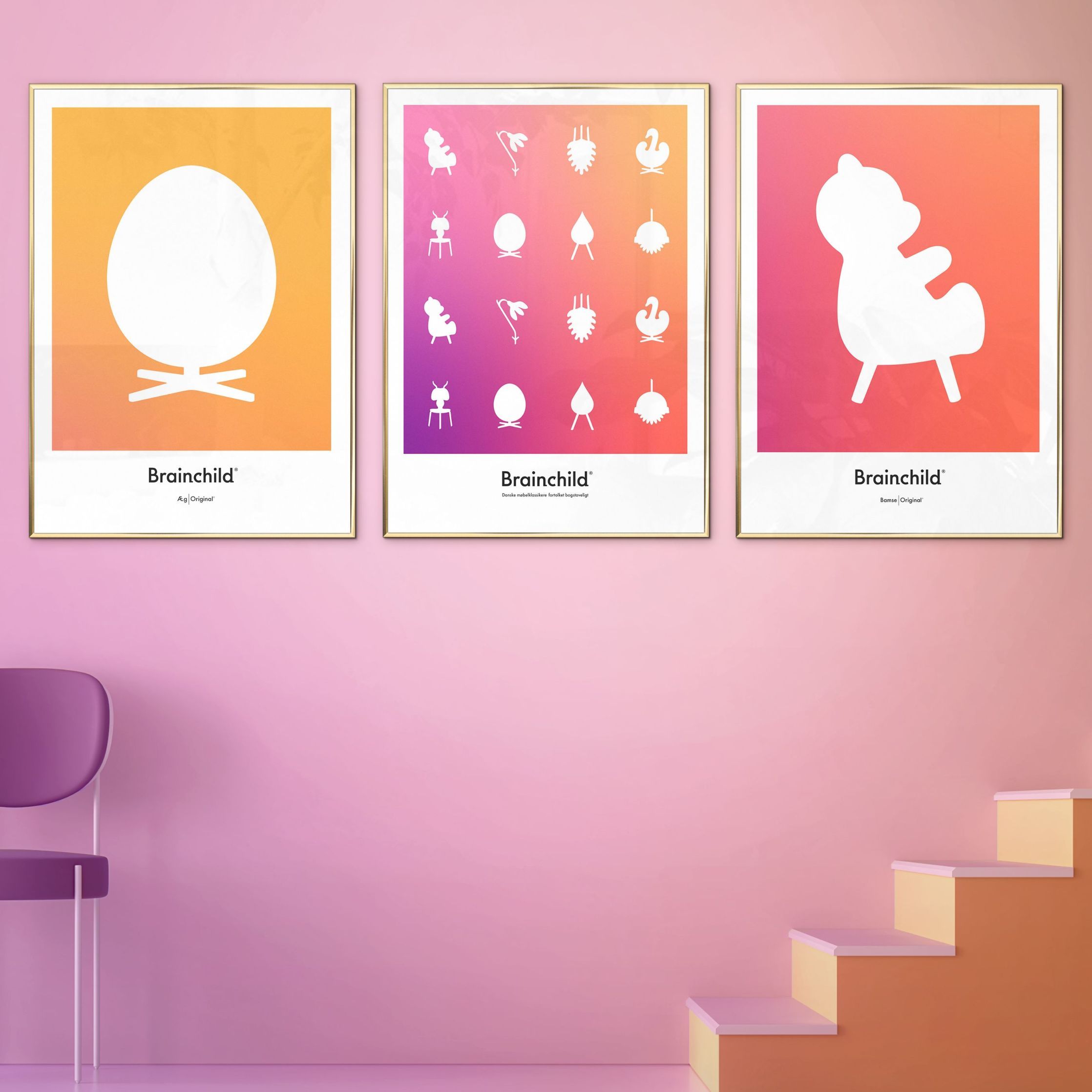 [product_category]-Brainchild Egg Design Icon Poster, Frame In Black Lacquered Wood 70x100 Cm, Yellow-Brainchild-IF-11004-C-BRA-8