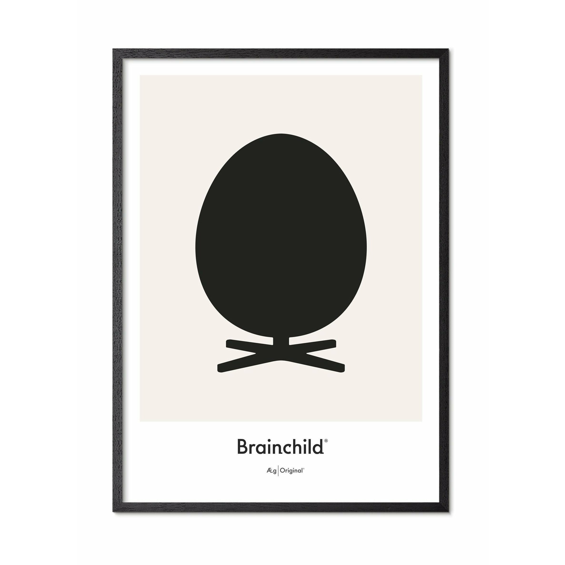 [product_category]-Brainchild Egg Design Icon Poster, Frame In Black Lacquered Wood A5, Grey-Brainchild-IG-11001-C-BRA-1
