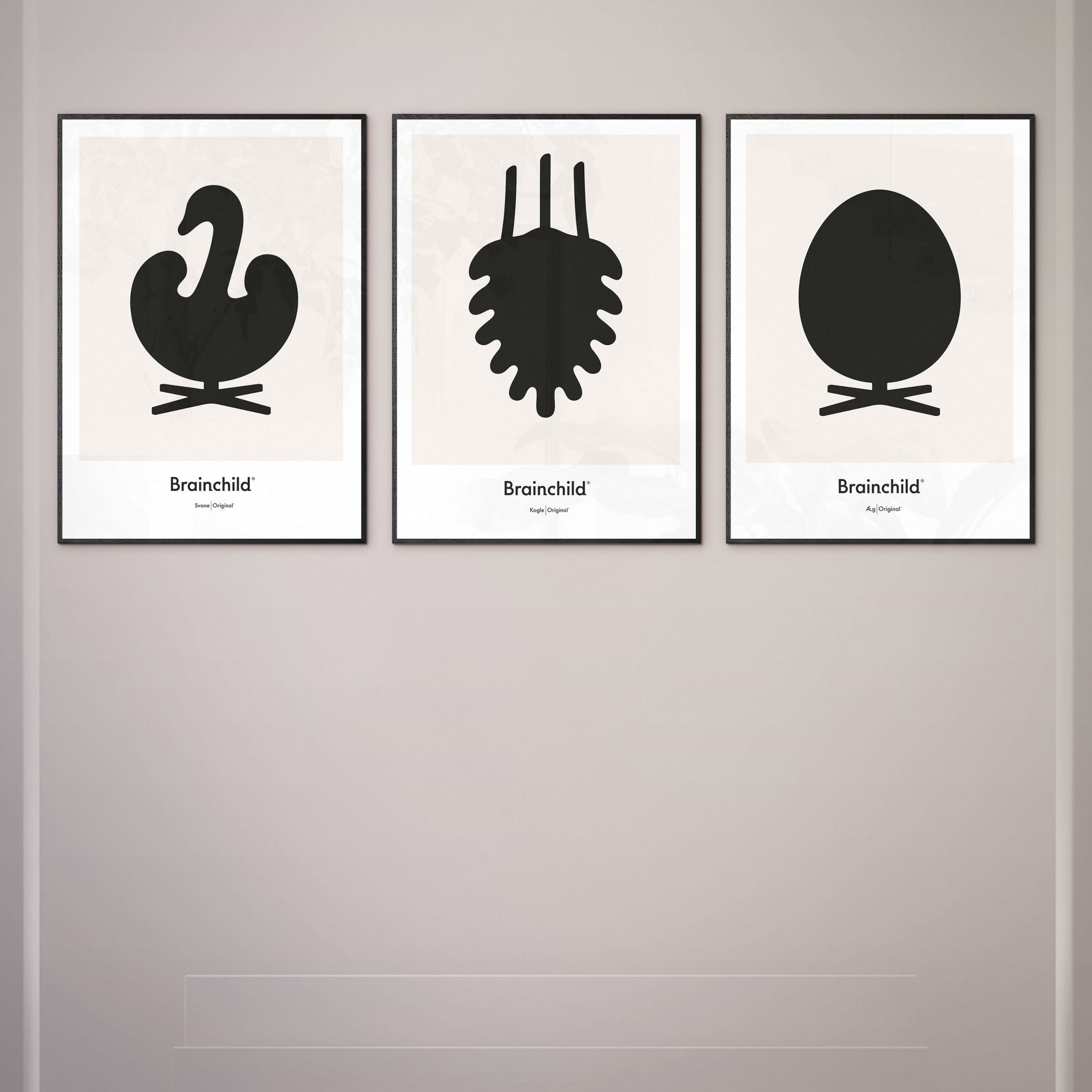 [product_category]-Brainchild Egg Design Icon Poster, Frame In Black Lacquered Wood A5, Grey-Brainchild-IG-11001-C-BRA-4
