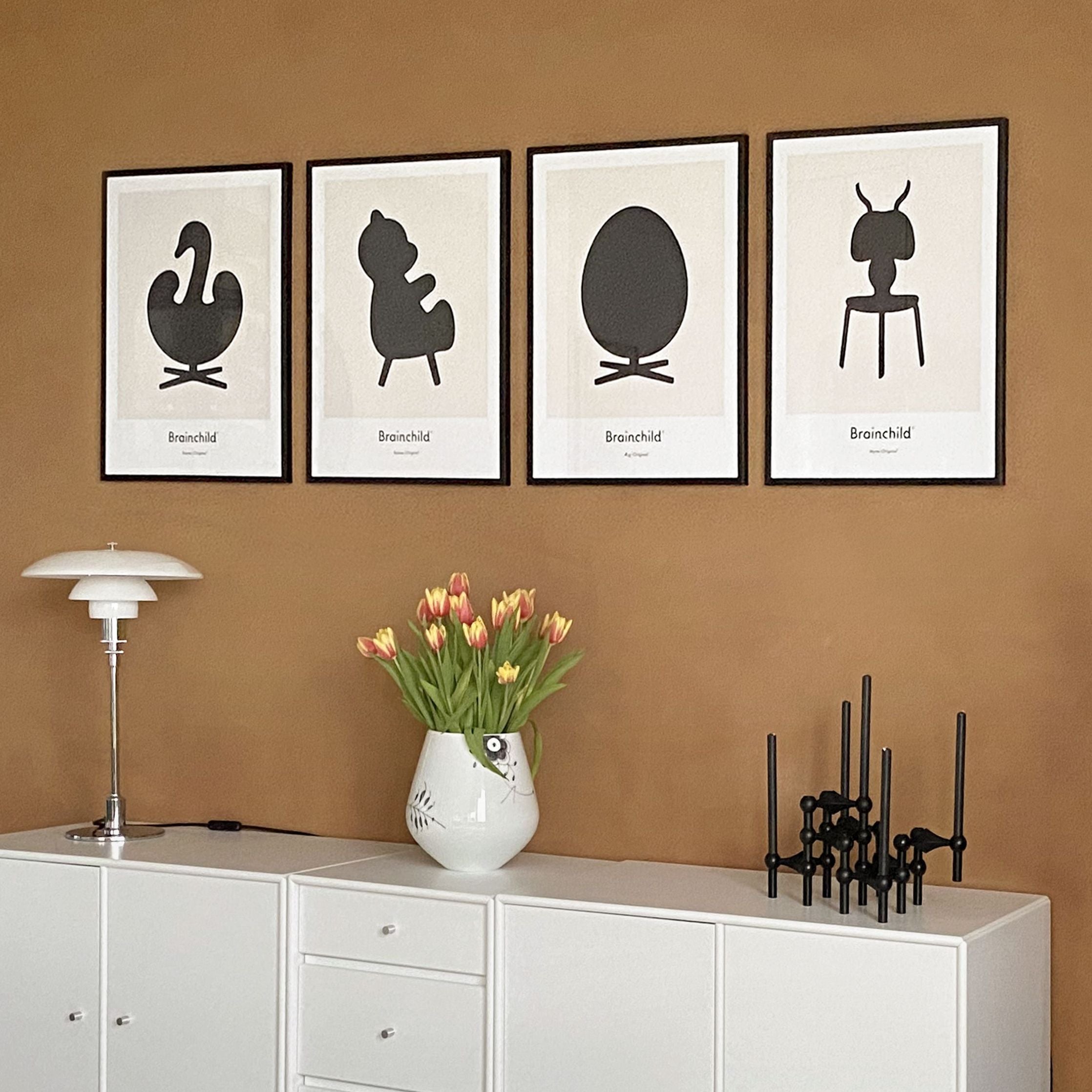 [product_category]-Brainchild Egg Design Icon Poster, Frame In Black Lacquered Wood A5, Grey-Brainchild-IG-11001-C-BRA-7