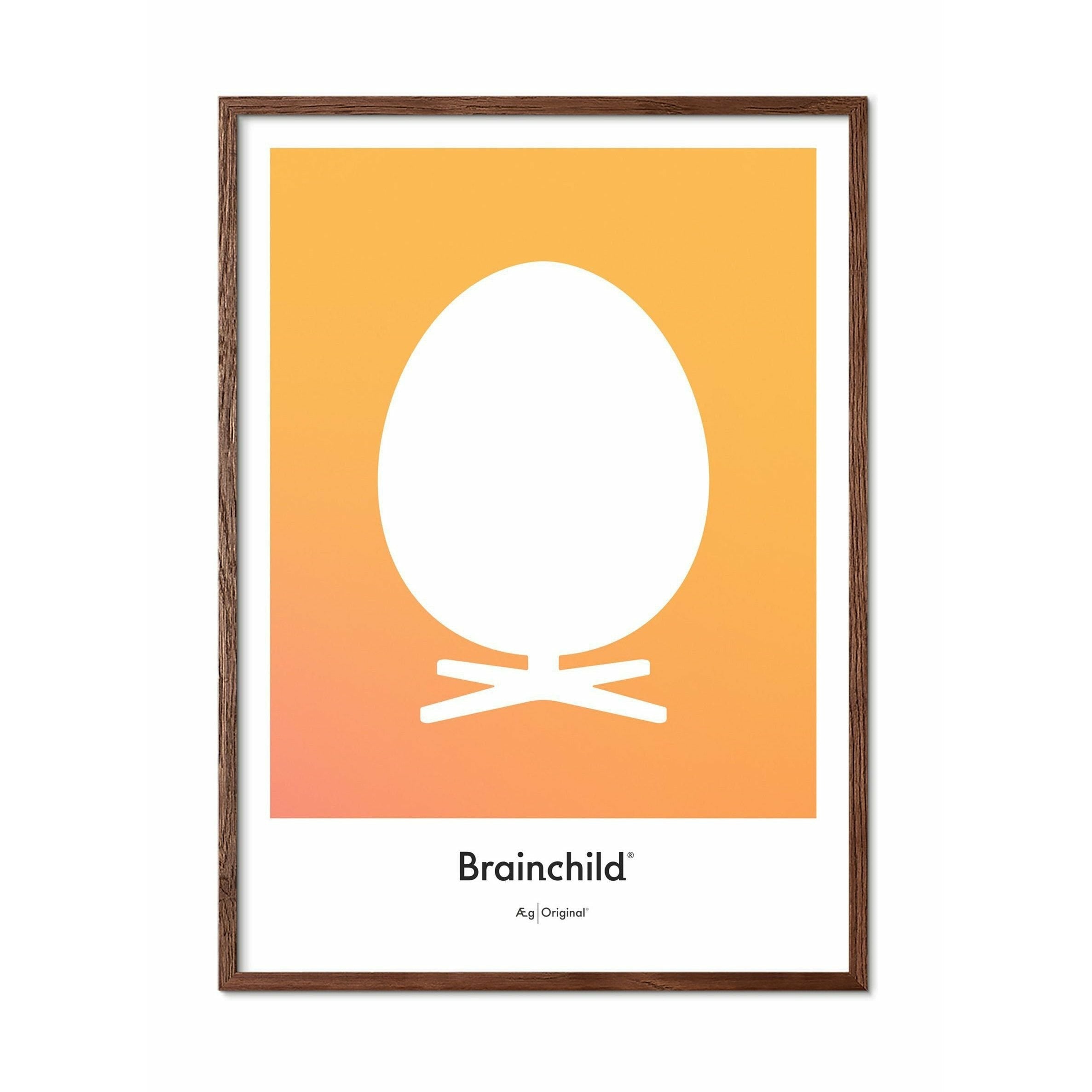 [product_category]-Brainchild Egg Design Icon Poster, Frame Made Of Dark Wood 30x40 Cm, Yellow-Brainchild-IF-11002-B-BRA-1