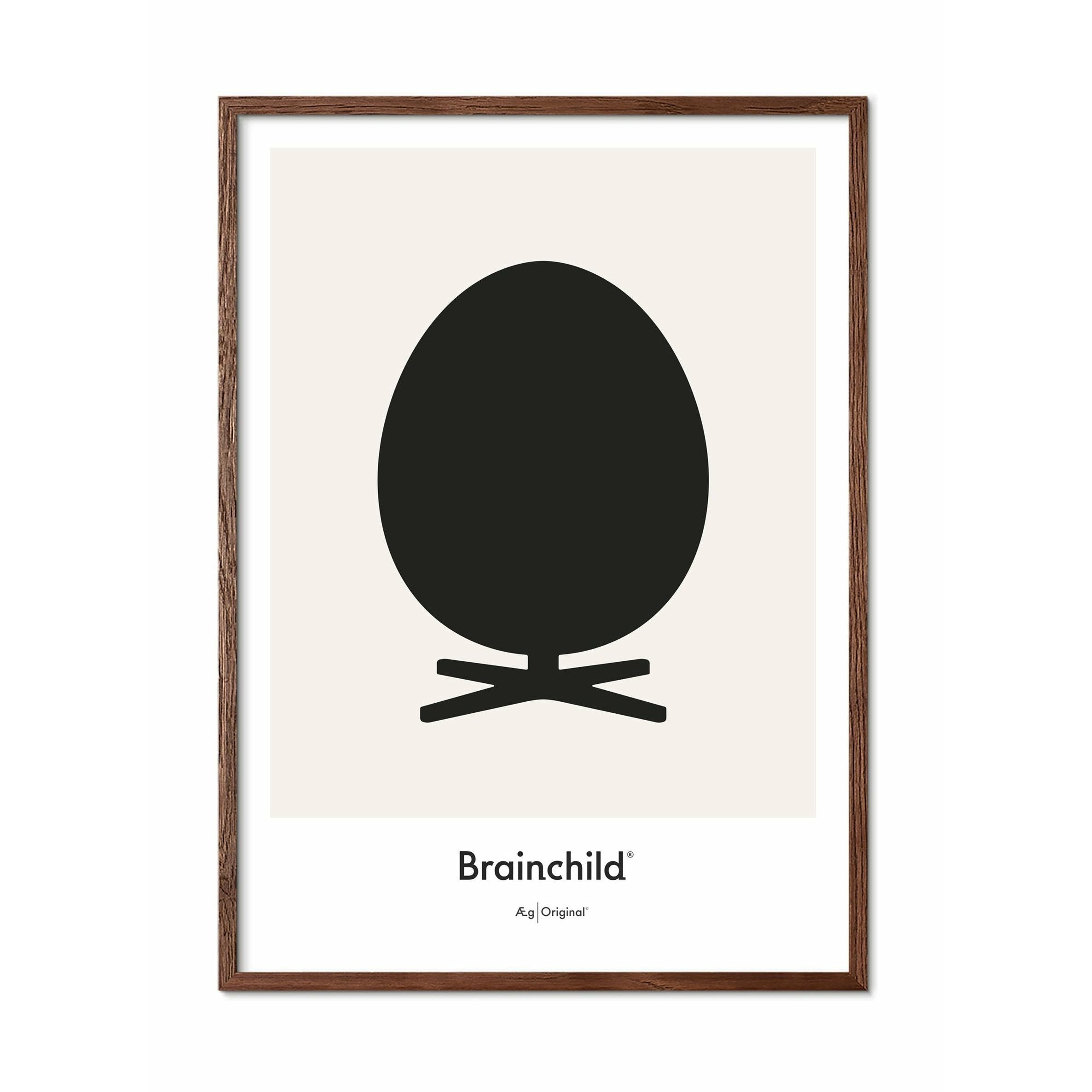[product_category]-Brainchild Egg Design Icon Poster, Frame Made Of Dark Wood 70 X100 Cm, Grey-Brainchild-IG-11004-B-BRA-1