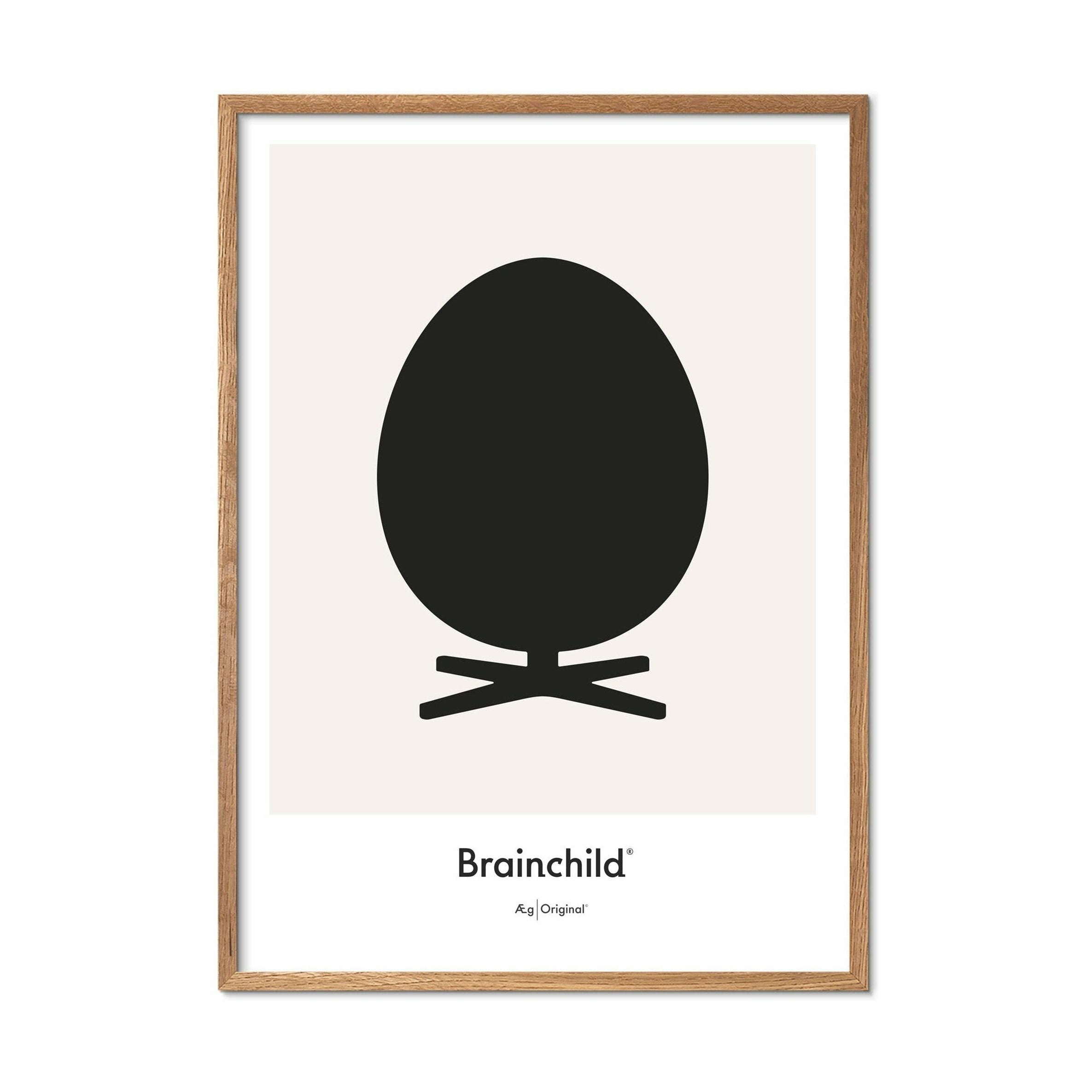 [product_category]-Brainchild Egg Design Icon Poster, Frame Made Of Light Wood 50x70 Cm, Grey-Brainchild-IG-11003-A-BRA-1