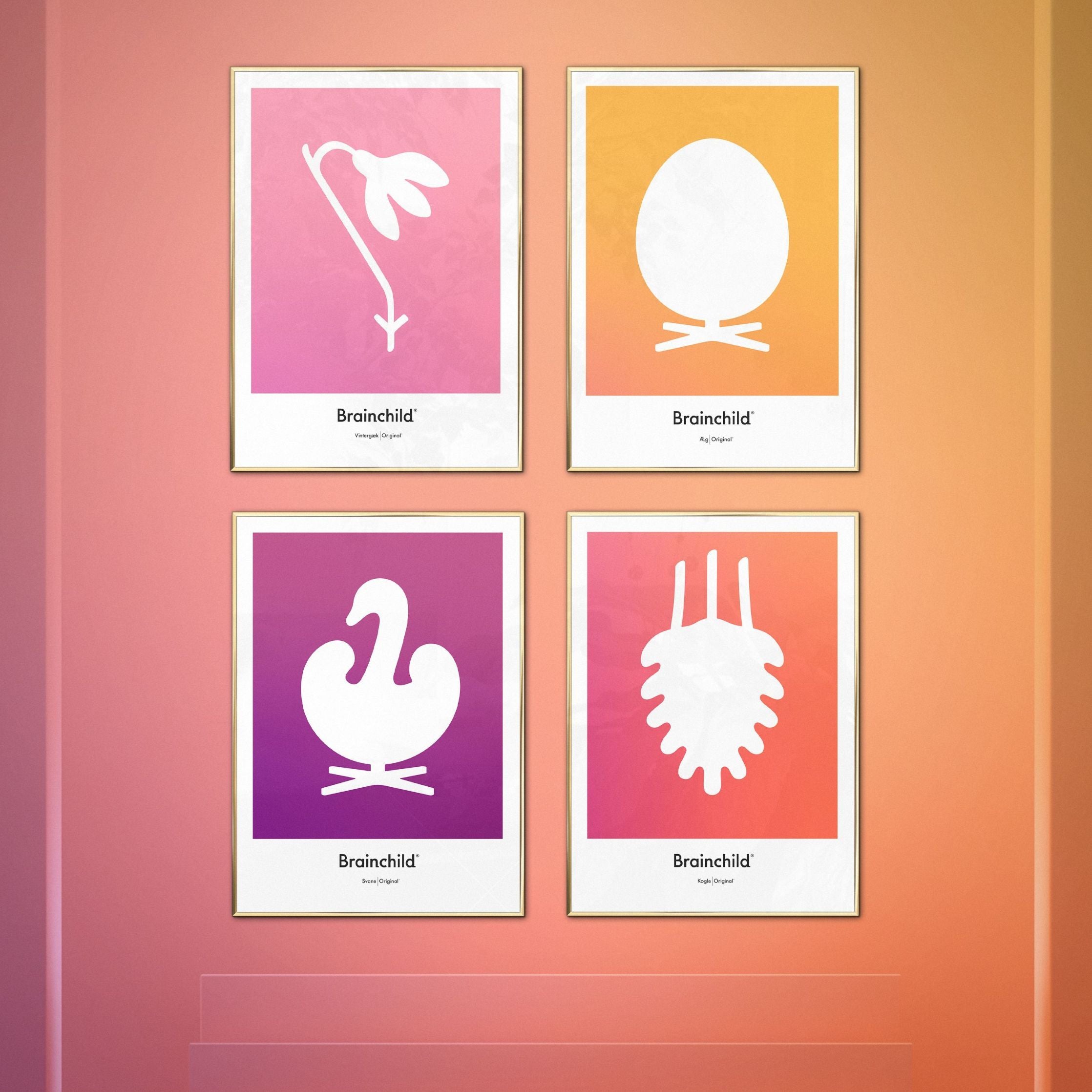 [product_category]-Brainchild Egg Design Icon Poster, Frame Made Of Light Wood 50x70 Cm, Yellow-Brainchild-IF-11003-A-BRA-9