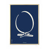  Egg Line Poster Brass Colored Frame 50 X70 Cm Blue Background