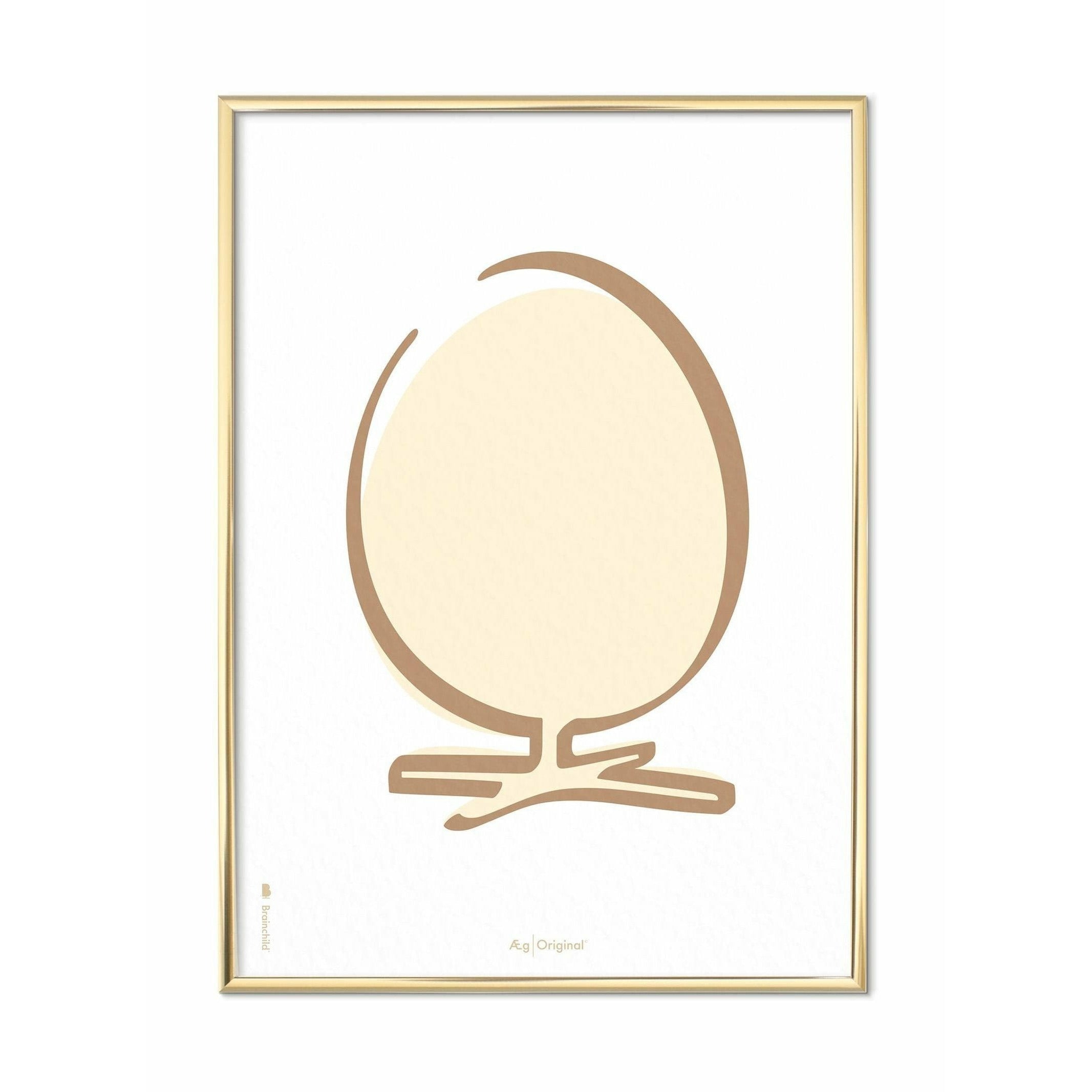 [product_category]-Brainchild Egg Line Poster, Brass Colored Frame A5, White Background-Brainchild-SH-11001-D-BRA-1