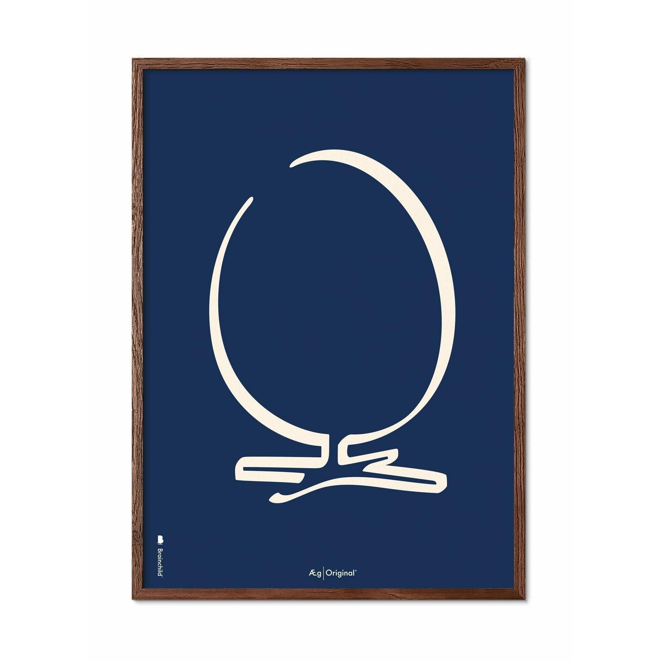 [product_category]-Brainchild Egg Line Poster, Dark Wood Frame A5, Blue Background-Brainchild-B-11001-B-BRA-1