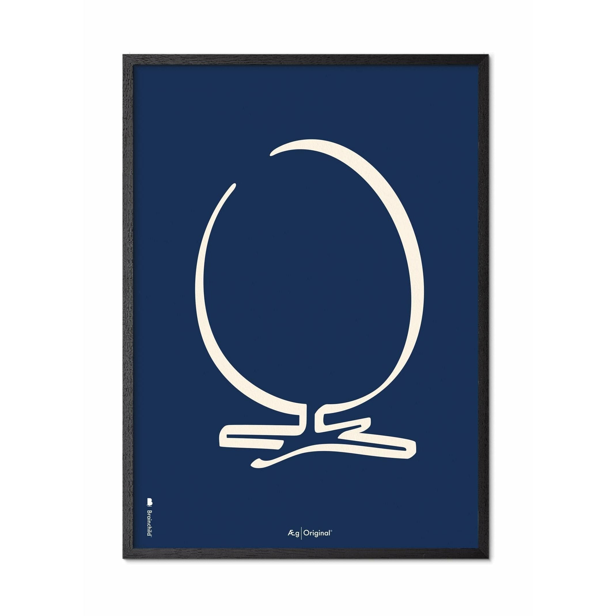 [product_category]-Brainchild Egg Line Poster, Frame In Black Lacquered Wood 70 X100 Cm, Blue Background-Brainchild-B-11004-C-BRA-1