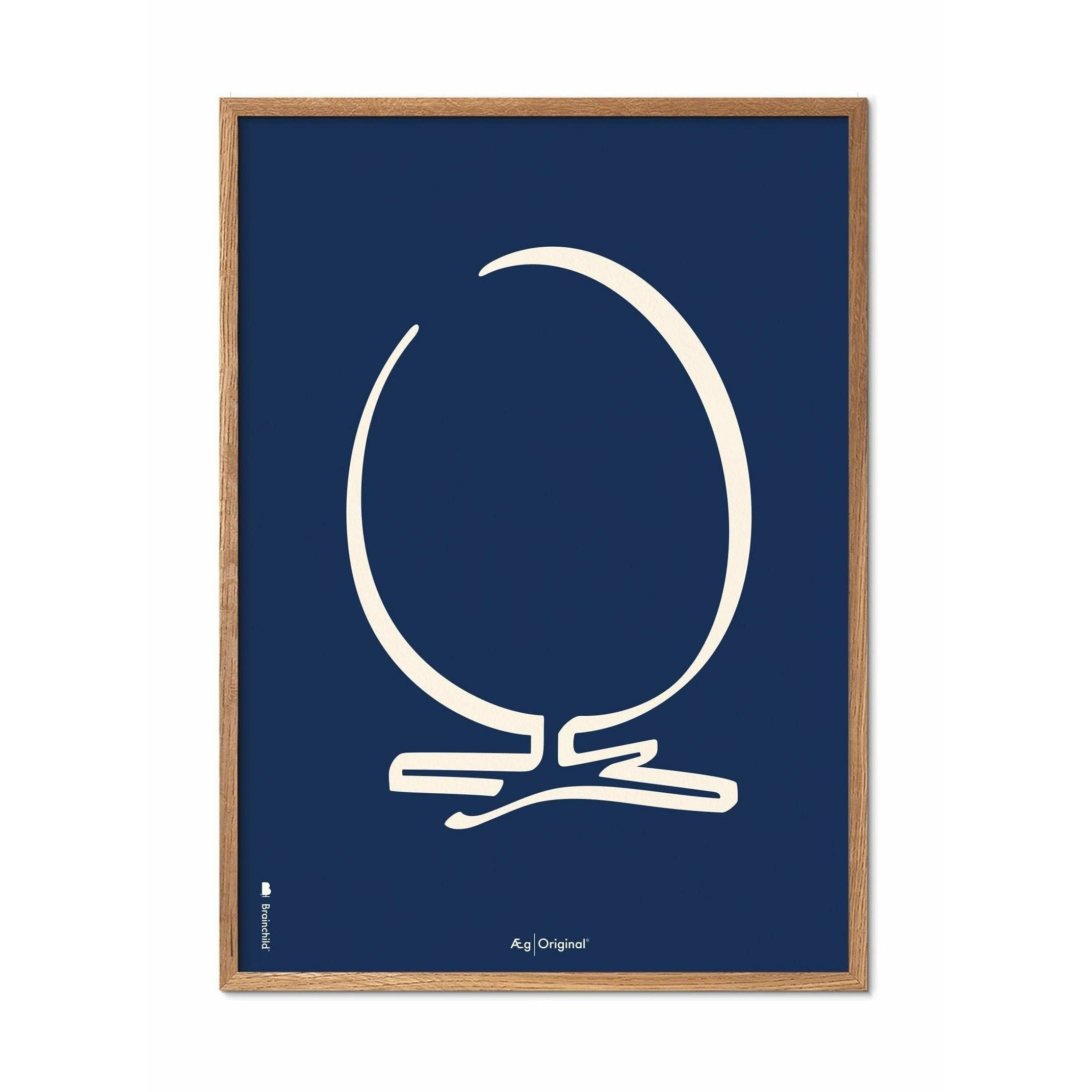 [product_category]-Brainchild Egg Line Poster, Frame Made Of Light Wood 70x100 Cm, Blue Background-Brainchild-B-11004-A-BRA-1