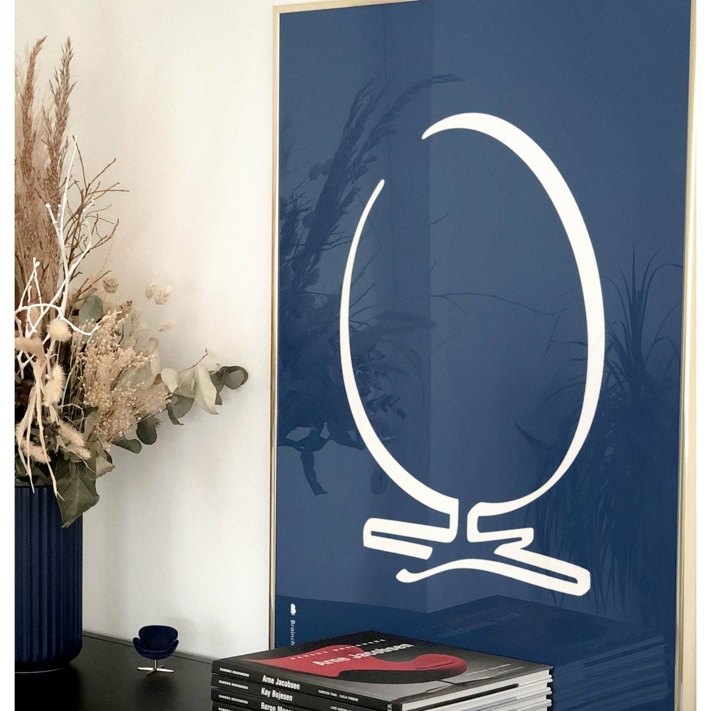 [product_category]-Brainchild Egg Line Poster, Frame Made Of Light Wood 70x100 Cm, Blue Background-Brainchild-B-11004-A-BRA-4