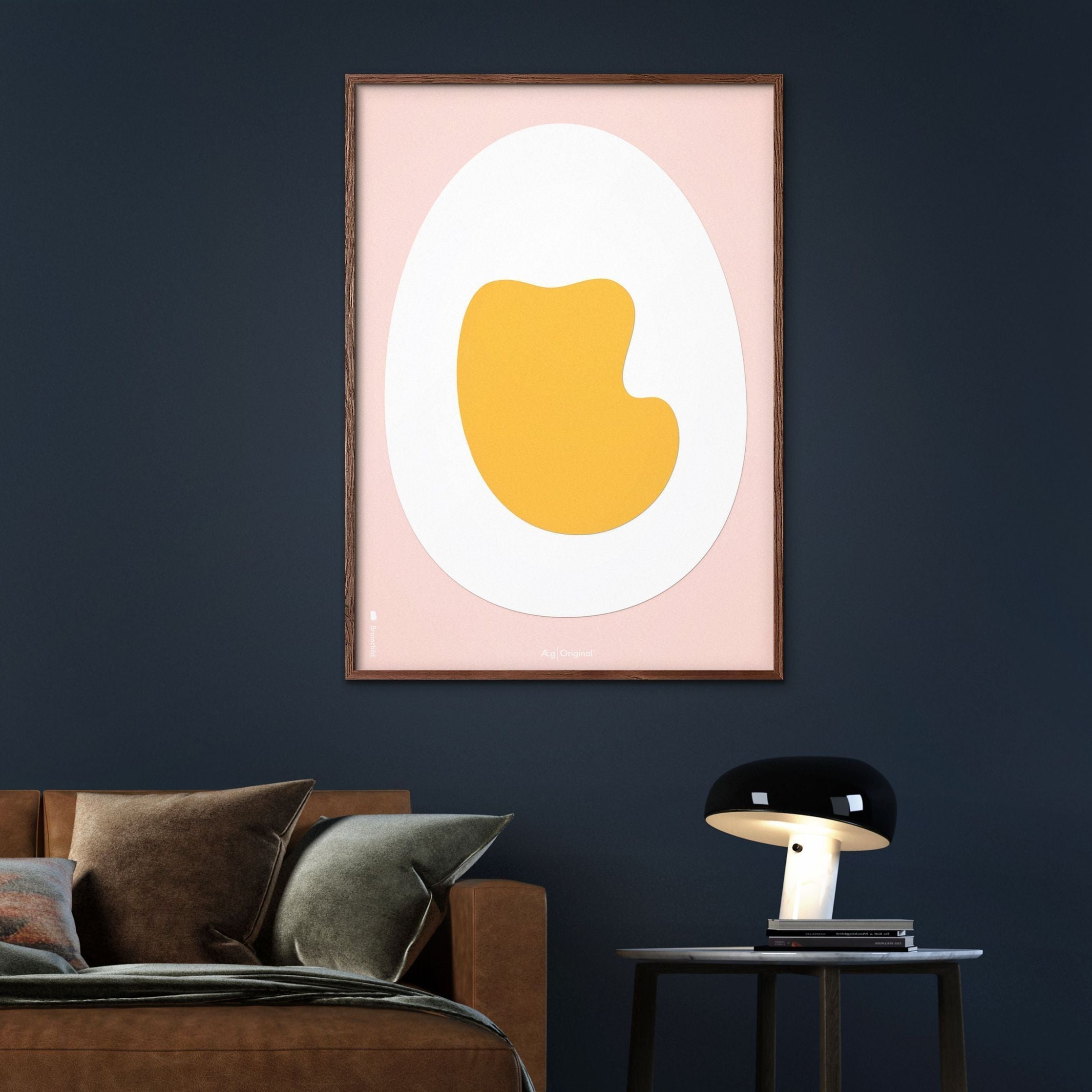 [product_category]-Brainchild Egg Paper Clip Poster, Brass Colored Frame 30 X40 Cm, Pink Background-Brainchild-P-11002-D-BRA-4