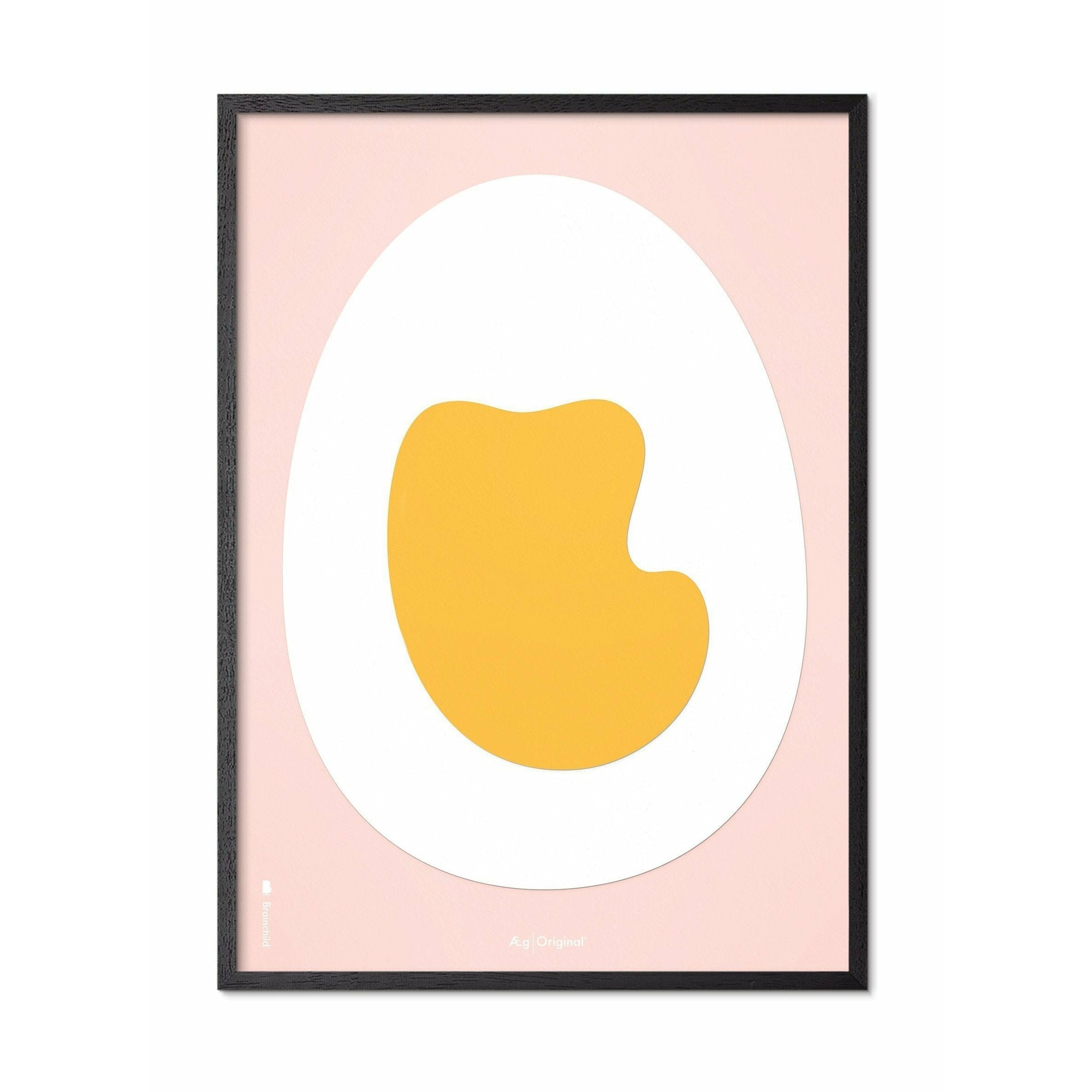 [product_category]-Brainchild Egg Paper Clip Poster, Frame In Black Lacquered Wood 50x70 Cm, Pink Background-Brainchild-P-11003-C-BRA-1