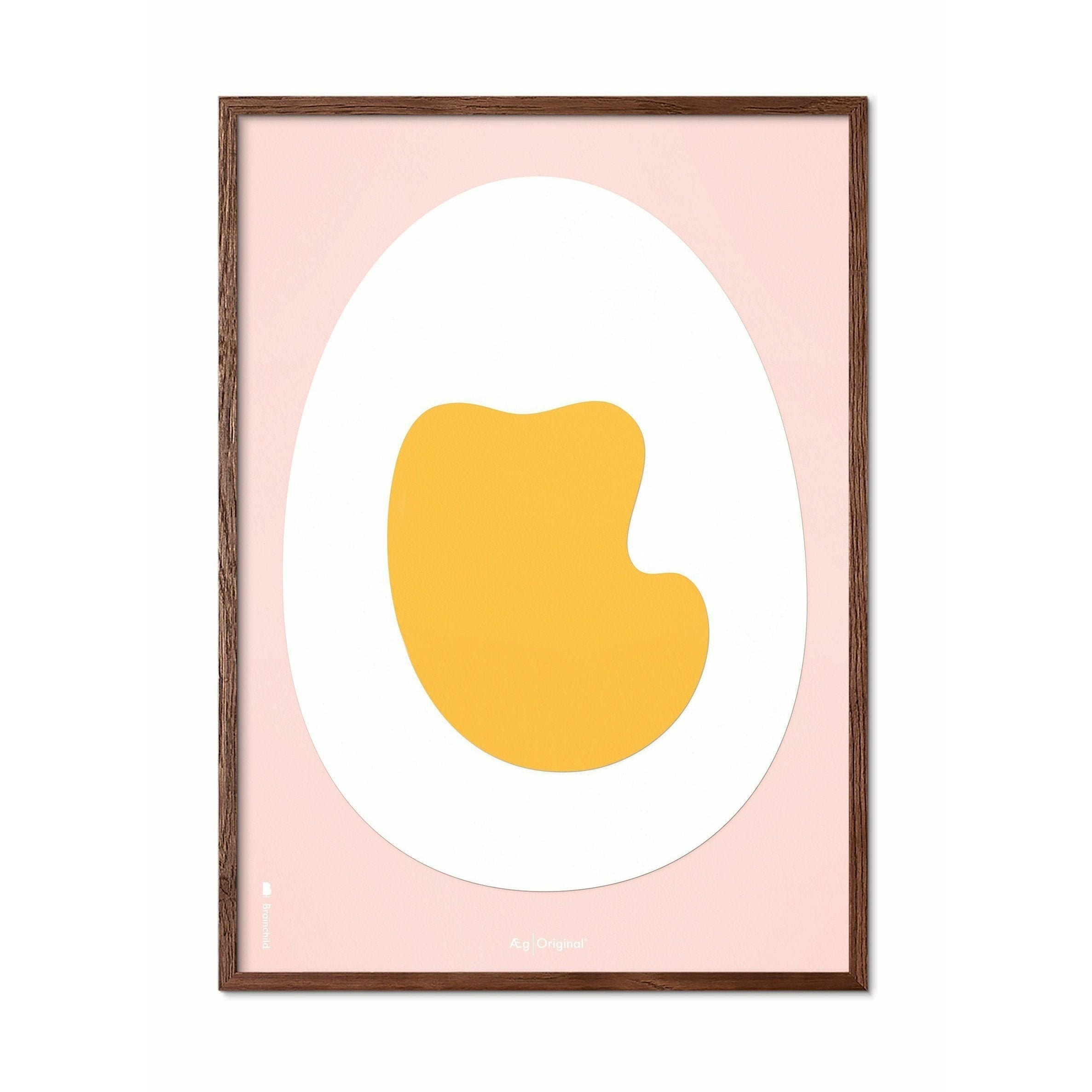[product_category]-Brainchild Egg Paper Clip Poster, Frame Made Of Dark Wood 70x100 Cm, Pink Background-Brainchild-P-11004-B-BRA-1