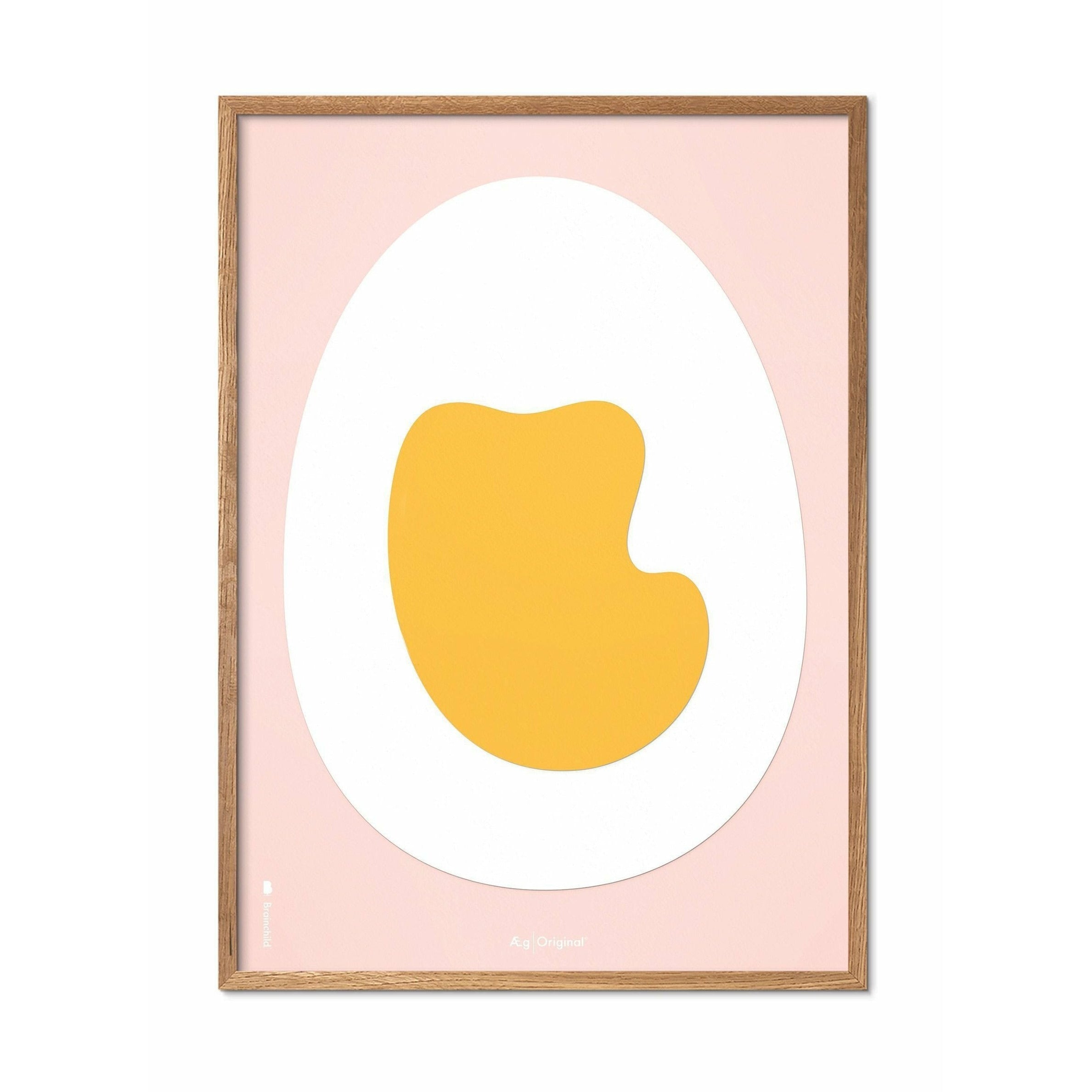 [product_category]-Brainchild Egg Paper Clip Poster, Frame Made Of Light Wood 50x70 Cm, Pink Background-Brainchild-P-11003-A-BRA-1