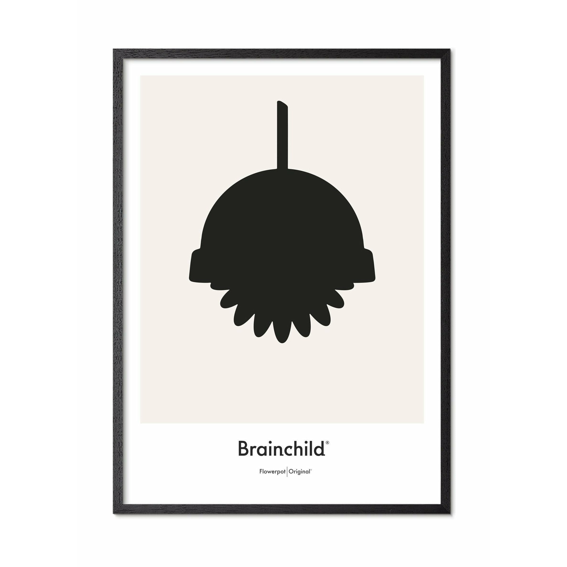 [product_category]-Brainchild Flower Pot Design Icon Poster, Frame Made Of Black Lacquered Wood 70 X100 Cm, Grey-Brainchild-IG-81004-C-BRA-1