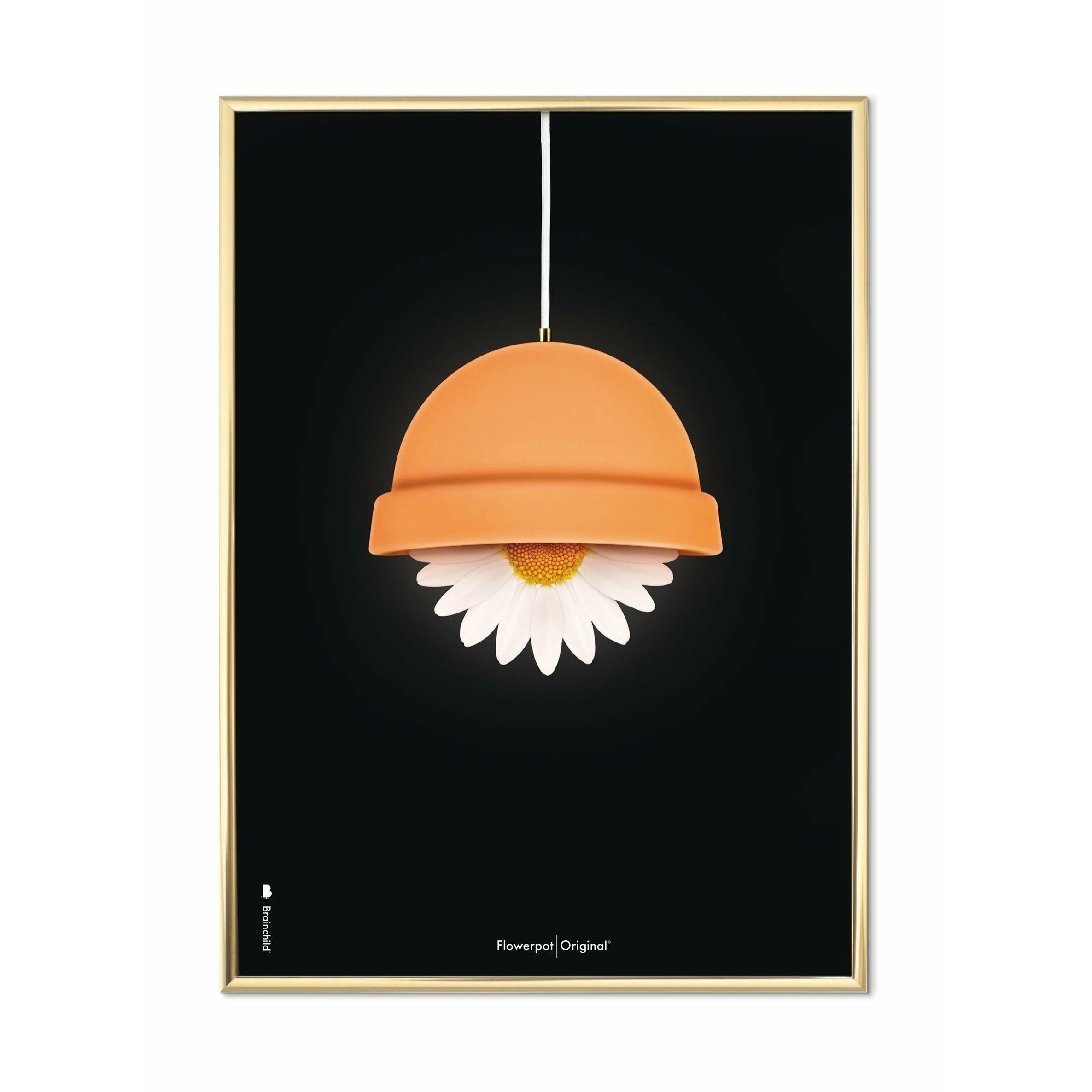 [product_category]-Brainchild Flowerpot Classic Poster, Brass Colored Frame 70 X100 Cm, Black Background-Brainchild-81004-D-BRA-1