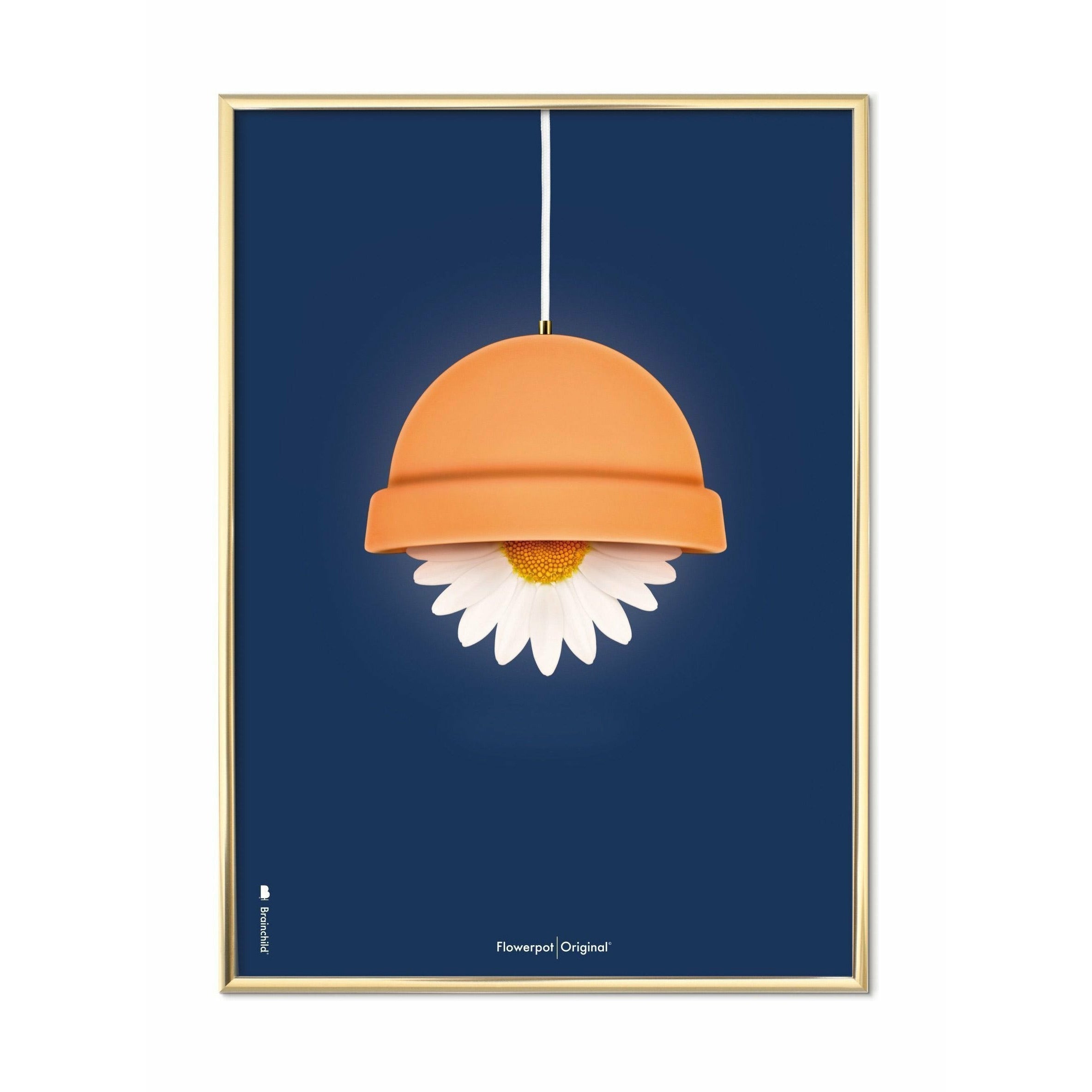 [product_category]-Brainchild Flowerpot Classic Poster, Brass Frame 50x70 Cm, Dark Blue Background-Brainchild-82003-D-BRA-1