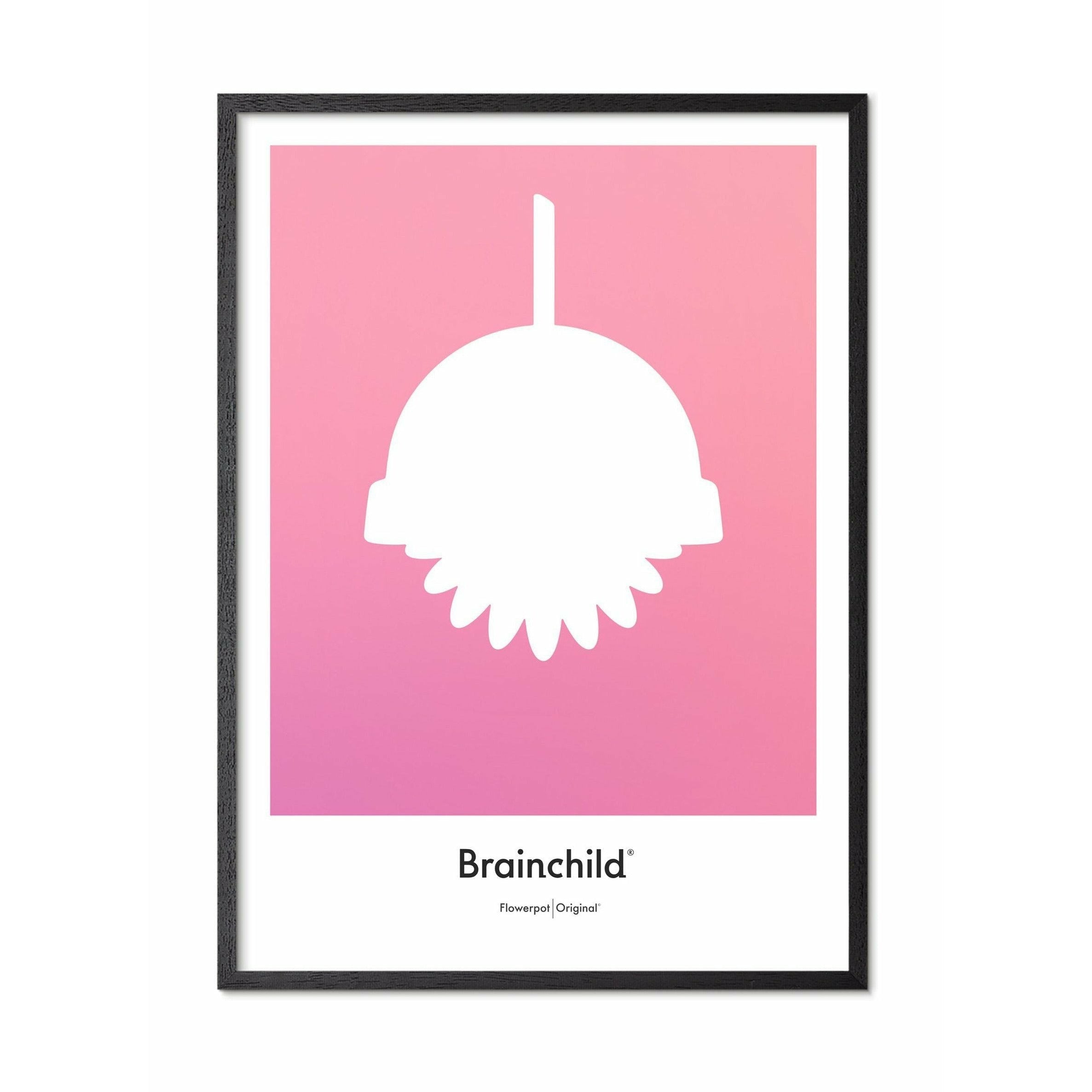 [product_category]-Brainchild Flowerpot Design Icon Poster, Frame Made Of Black Lacquered Wood 30x40 Cm, Pink-Brainchild-IF-81002-C-BRA-1
