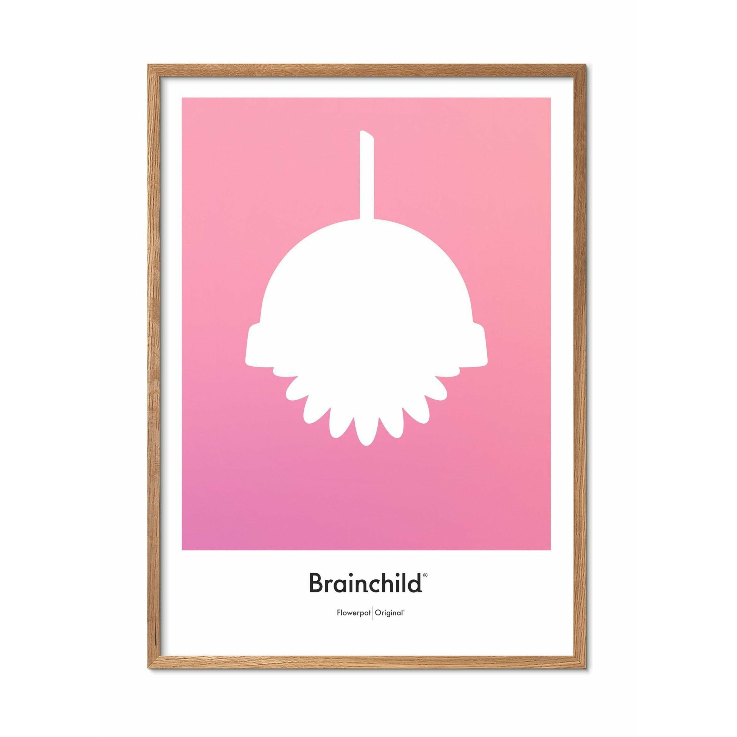 [product_category]-Brainchild Flowerpot Design Icon Poster, Frame Made Of Light Wood 70 X100 Cm, Pink-Brainchild-IF-81004-A-BRA-1