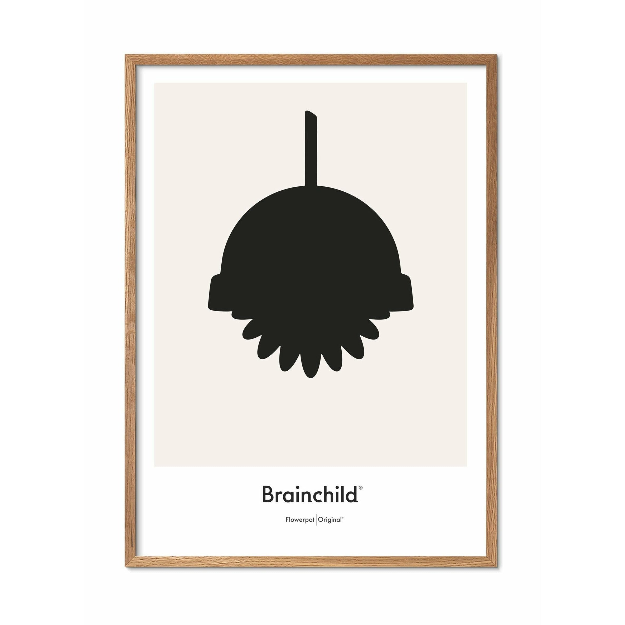 [product_category]-Brainchild Flowerpot Design Icon Poster, Frame Made Of Light Wood A5, Grey-Brainchild-IG-81001-A-BRA-1