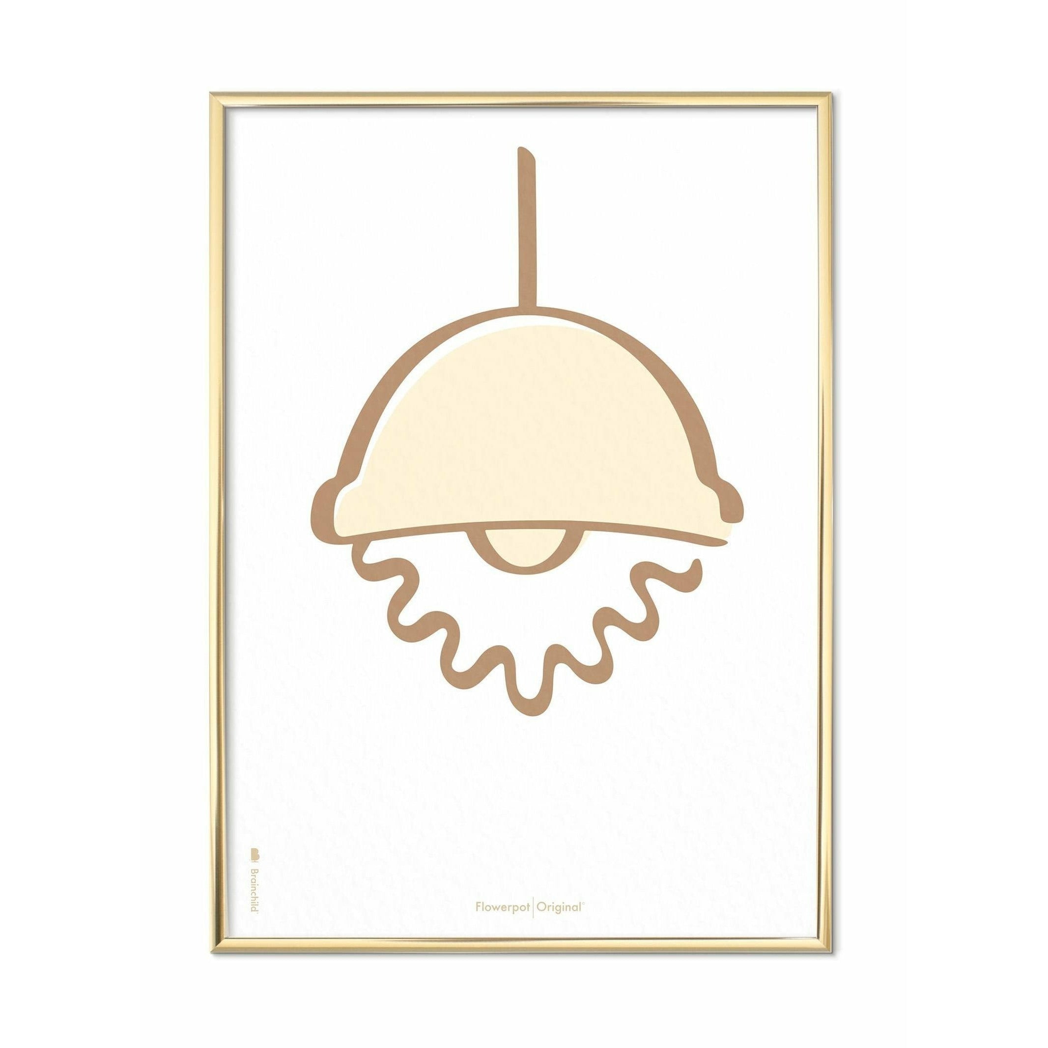 [product_category]-Brainchild Flowerpot Line Poster, Brass Colored Frame A5, White Background-Brainchild-SH-81001-D-BRA-1