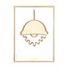  Flowerpot Line Poster Brass Colored Frame A5 White Background