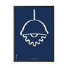  Blomsterpotlinieplakat ramme i sort lakeret træ 30x40 cm blå baggrund