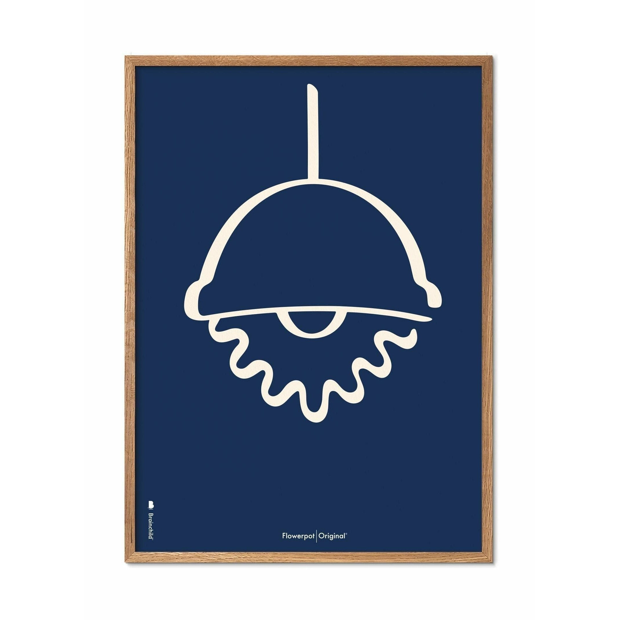 [product_category]-Brainchild Flowerpot Line Poster, Frame Made Of Light Wood 30x40 Cm, Blue Background-Brainchild-B-81002-A-BRA-1
