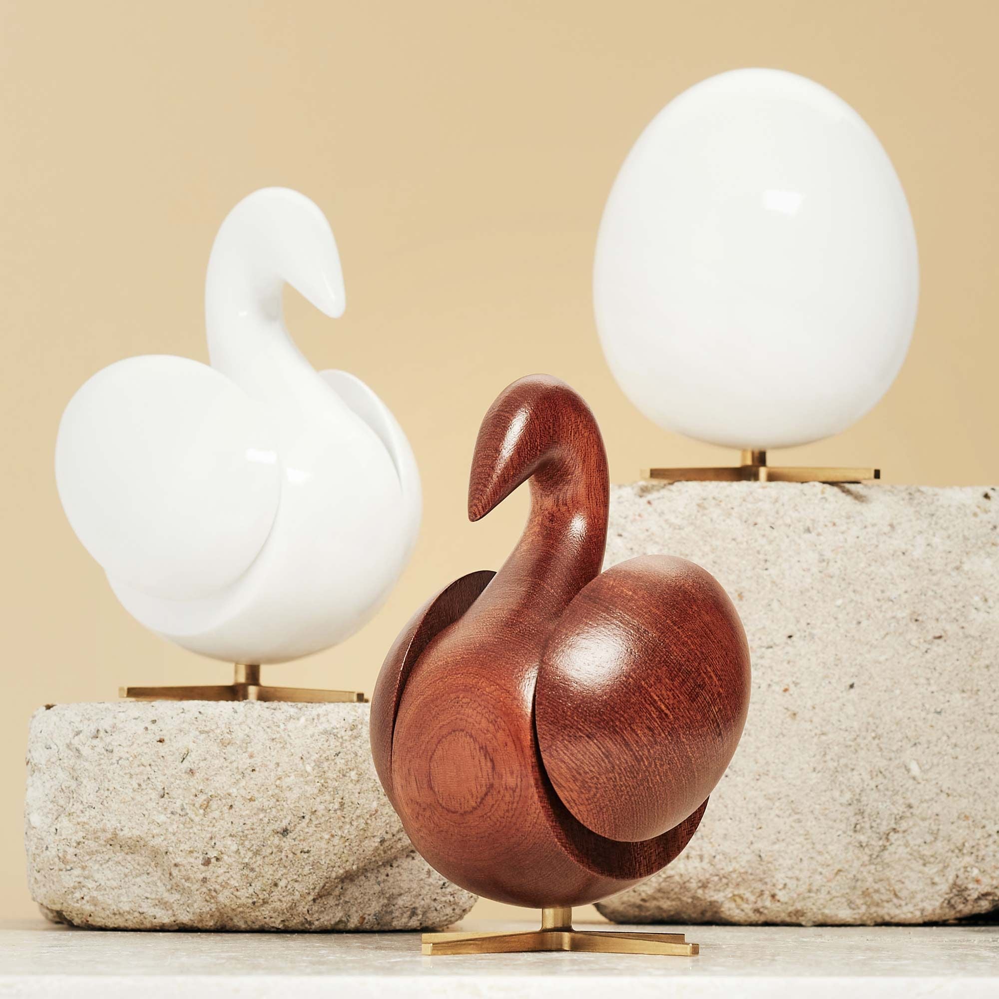 [product_category]-Brainchild Of The Swan Wooden Figure Mahogany White, Brass Base-Brainchild-5713713017962-2003-BRA-10