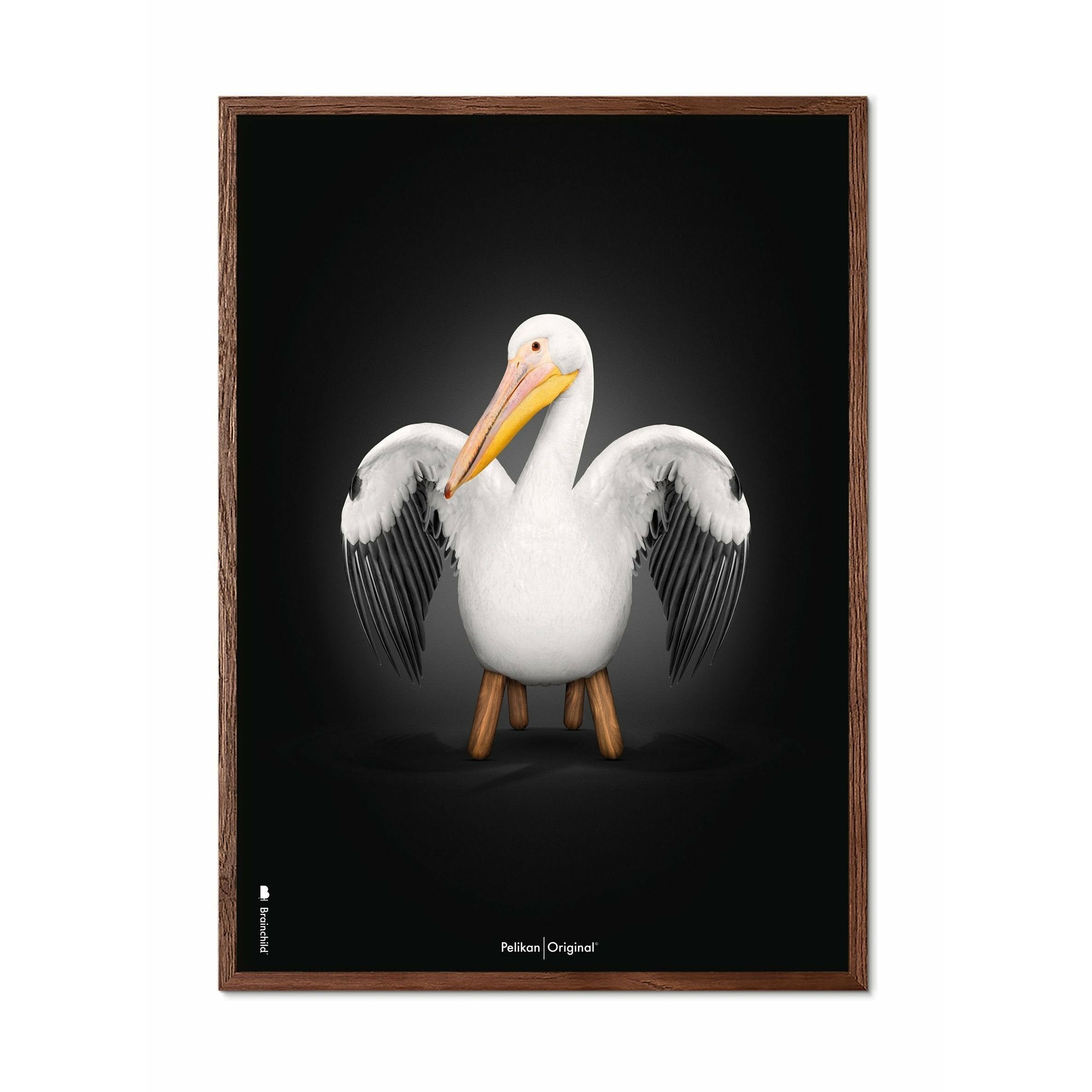 [product_category]-Brainchild Pelikan Classic Poster, Dark Wood Frame 30x40 Cm, Black Background-Brainchild-91002-B-BRA-1
