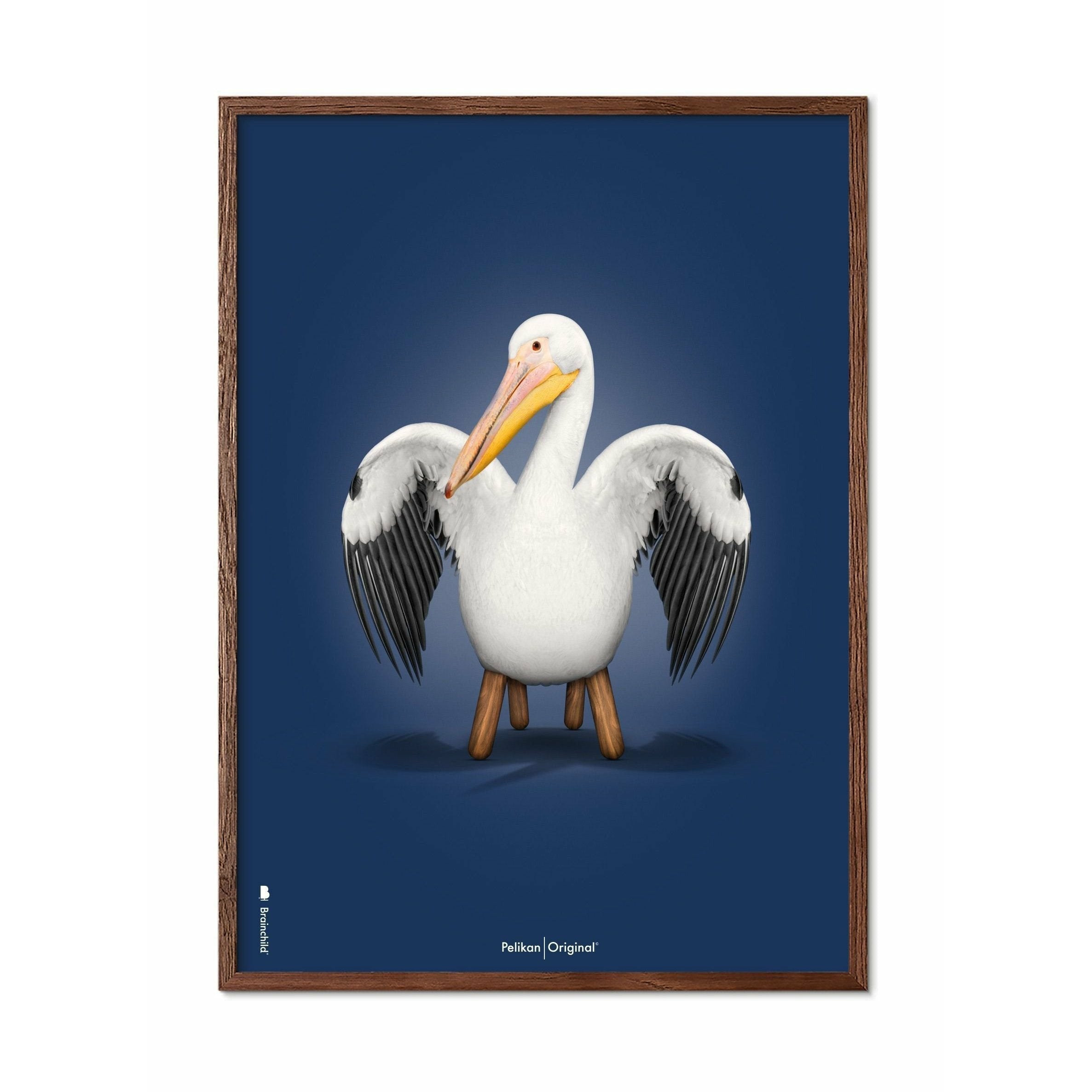 [product_category]-Brainchild Pelikan Classic Poster, Dark Wood Frame 30x40 Cm, Dark Blue Background-Brainchild-92002-B-BRA-1