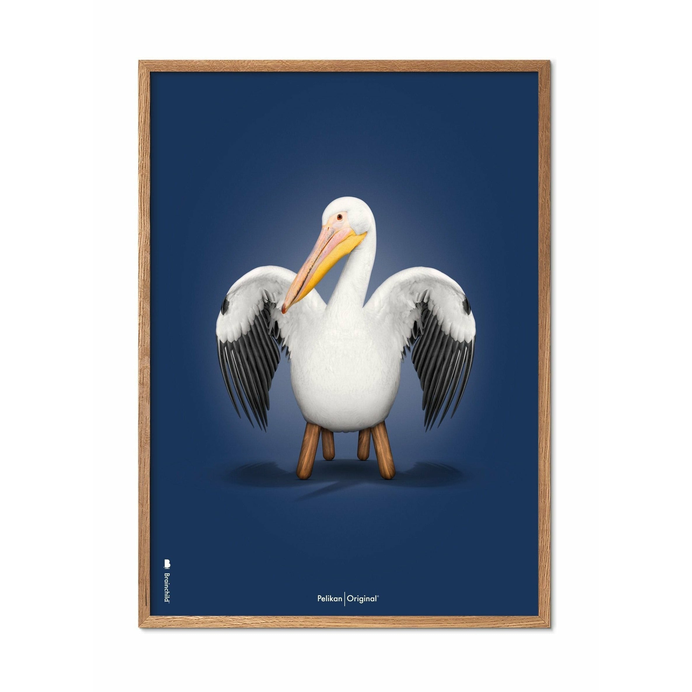 [product_category]-Brainchild Pelikan Classic Poster, Frame Made Of Light Wood 50x70 Cm, Dark Blue Background-Brainchild-92003-A-BRA-1