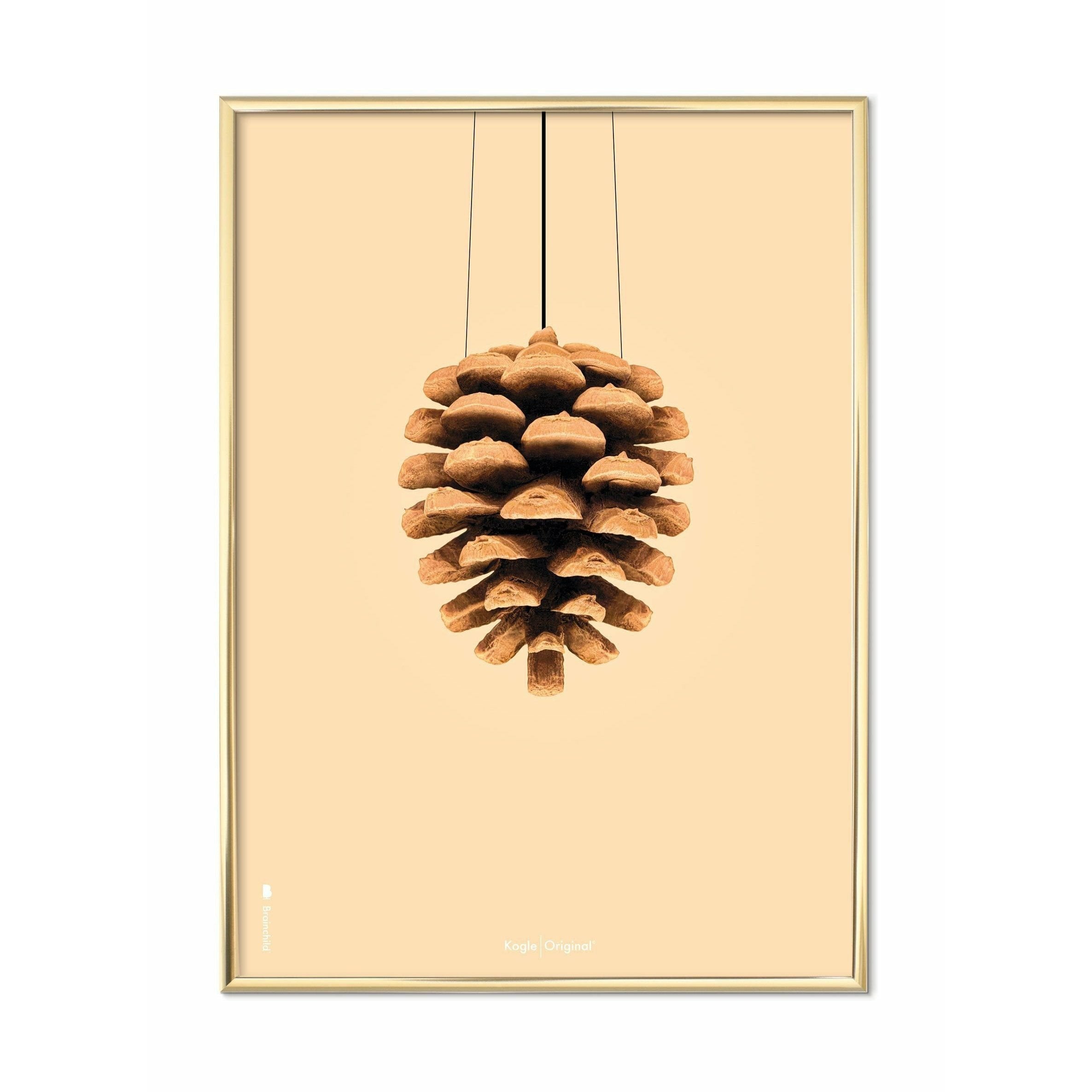 [product_category]-Brainchild Pine Cone Classic Poster, Brass Frame 50x70 Cm, Sand Colored Background-Brainchild-21003-D-BRA-1
