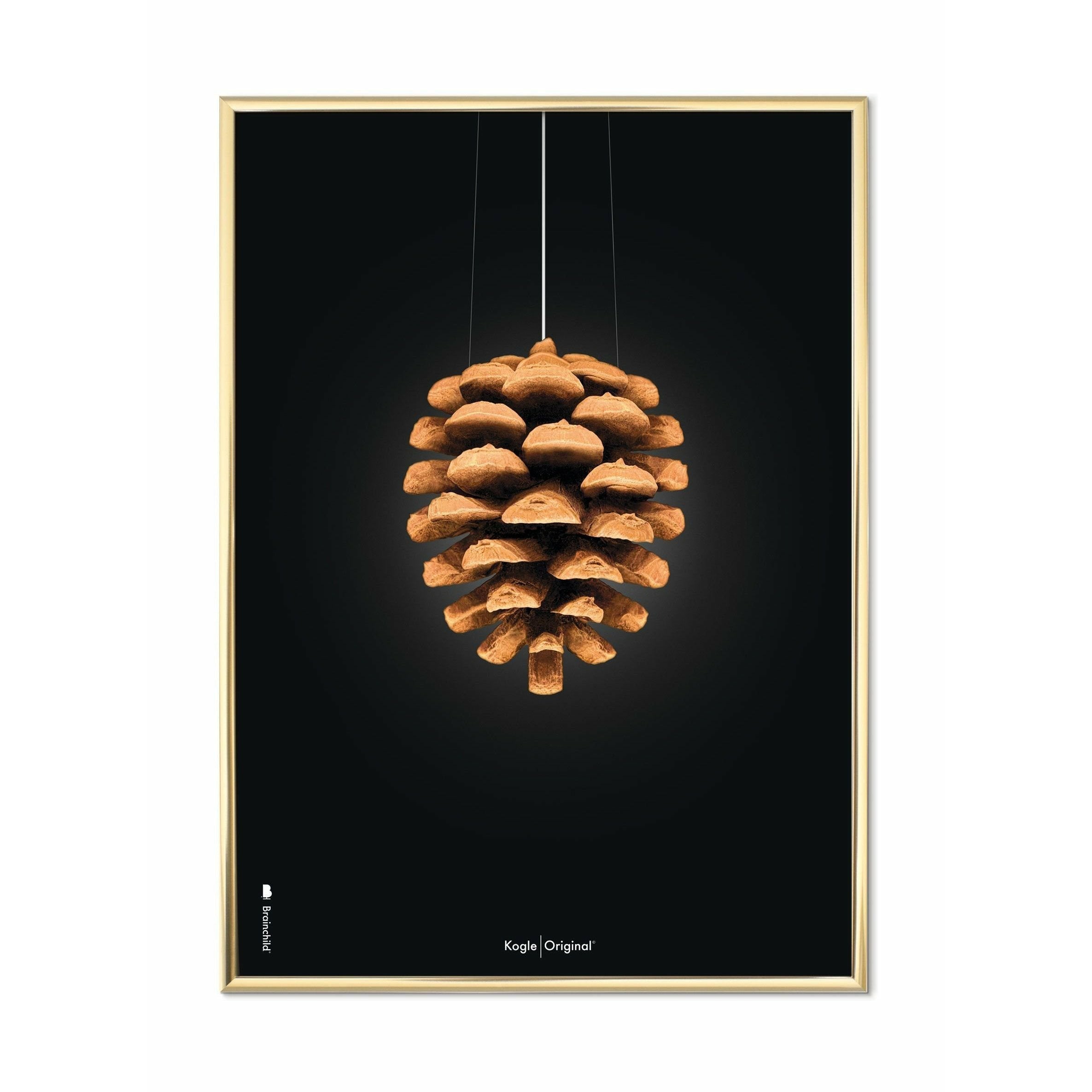 [product_category]-Brainchild Pine Cone Classic Poster, Brass Frame A5, Black Background-Brainchild-23001-D-BRA-1