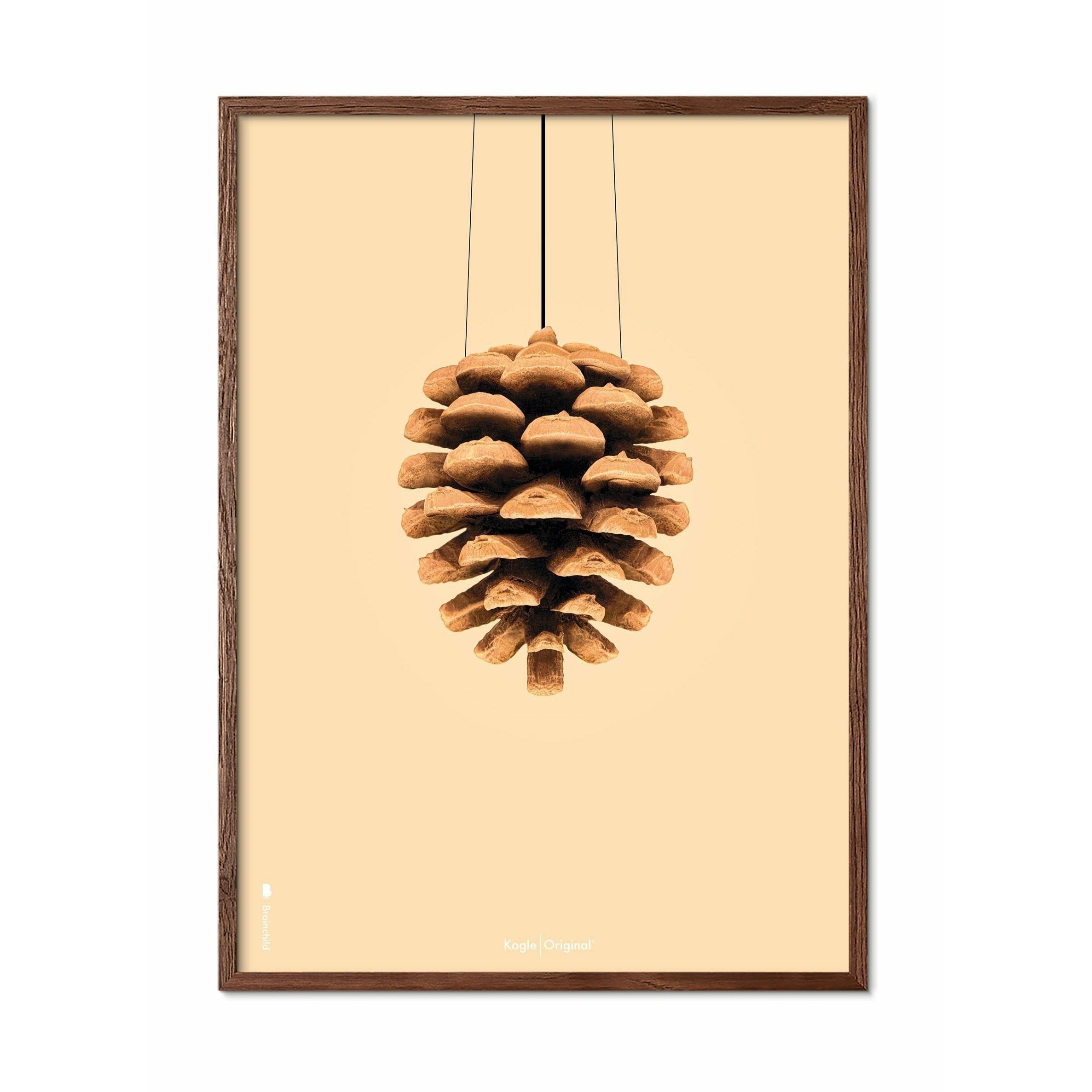 [product_category]-Brainchild Pine Cone Classic Poster, Dark Wood Frame 30x40 Cm, Sand Colored Background-Brainchild-21002-B-BRA-1