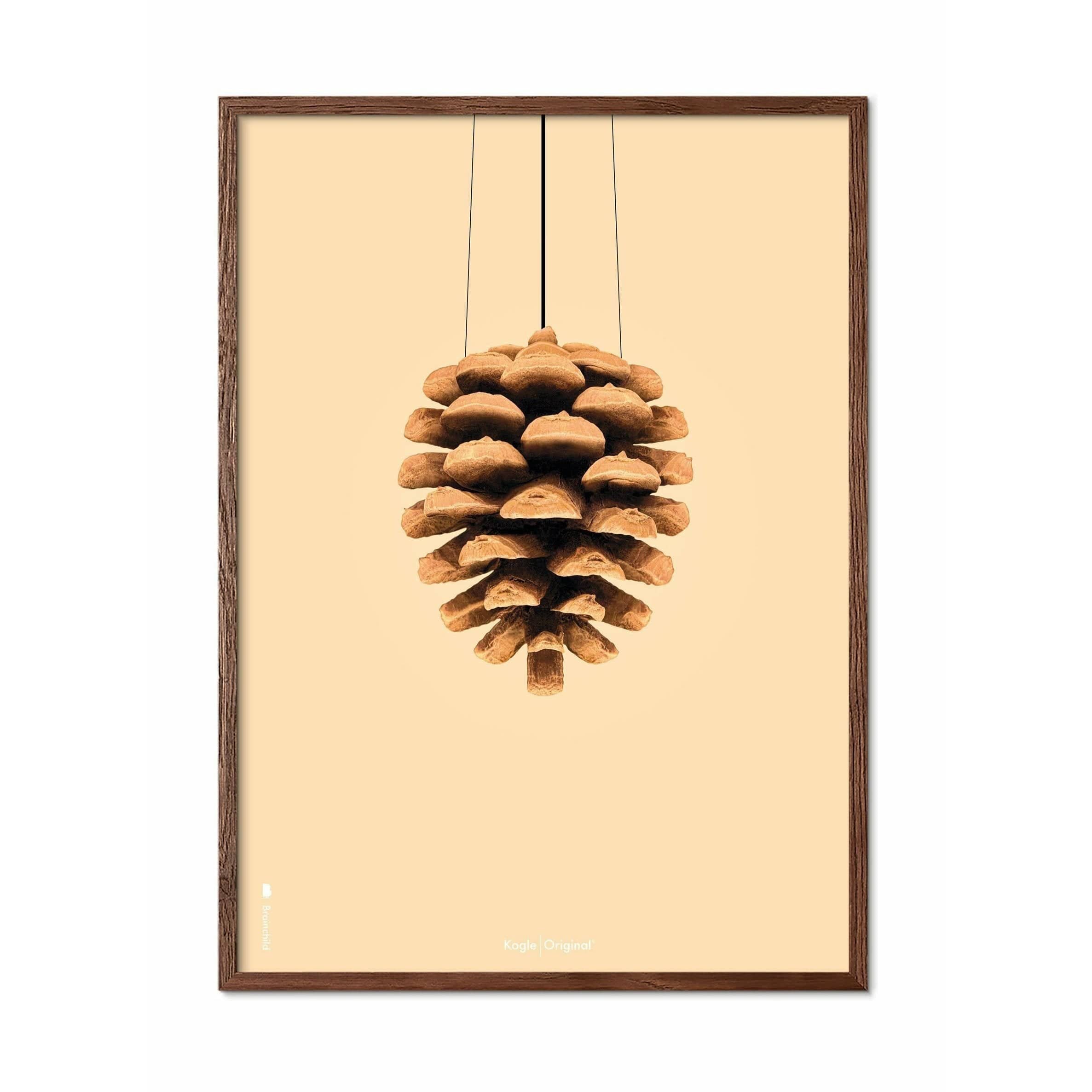 [product_category]-Brainchild Pine Cone Classic Poster, Dark Wood Frame A5, Sand Colored Background-Brainchild-21001-B-BRA-1