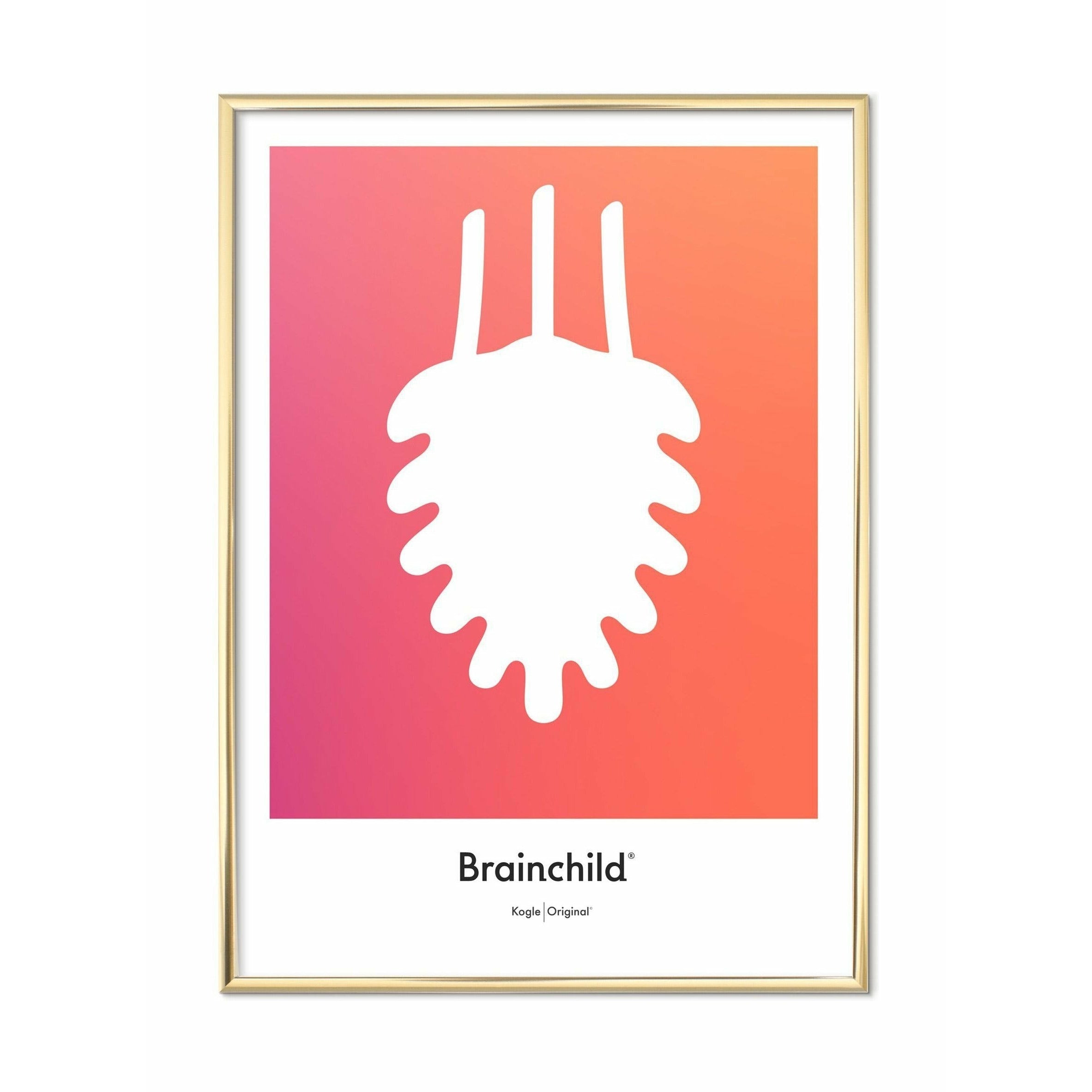 [product_category]-Brainchild Pine Cone Design Icon Poster, Brass Colored Frame 50x70 Cm, Orange-Brainchild-IF-21003-D-BRA-1