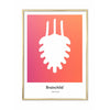  Pine Cone Design Icon Poster Brass Colored Frame A5 Orange