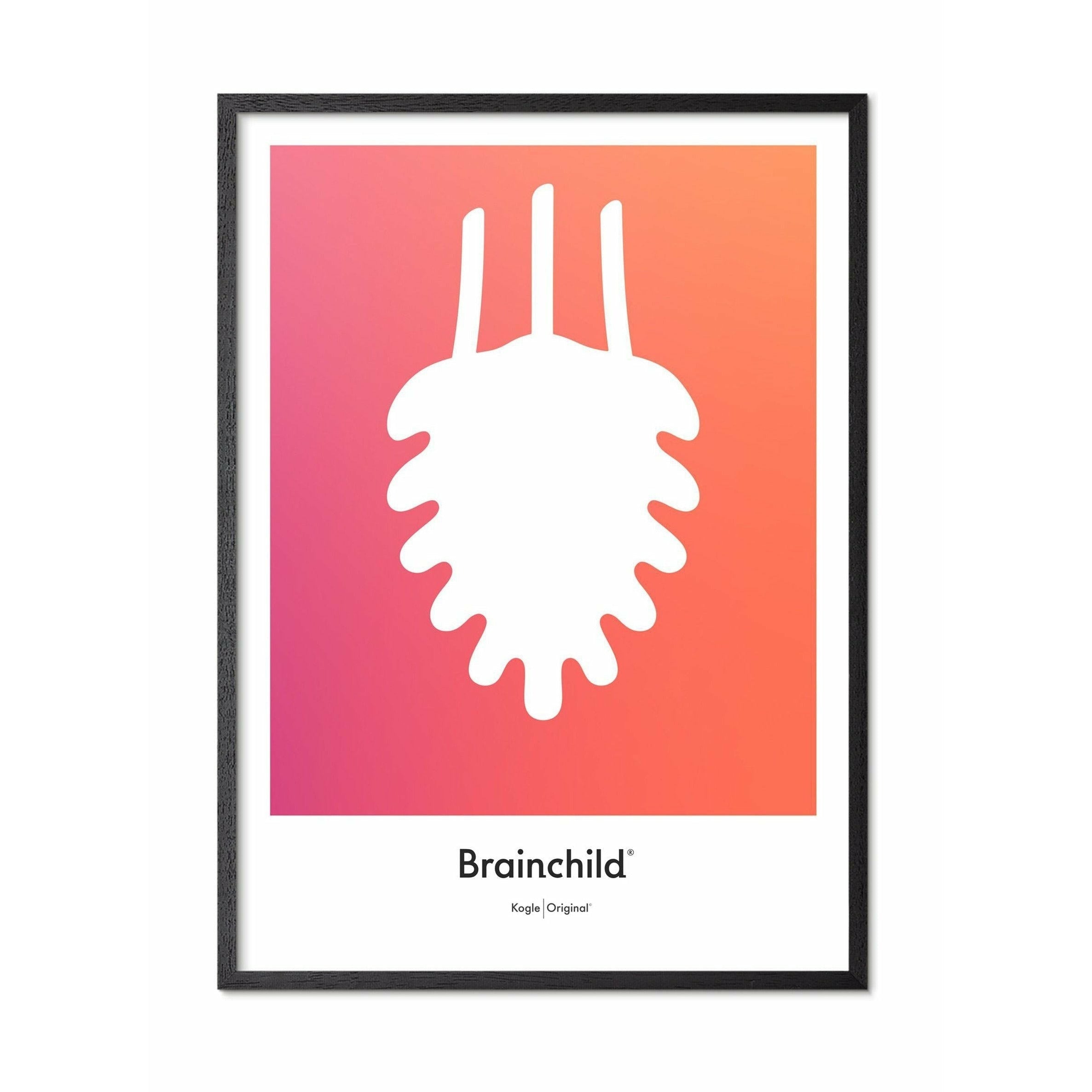 [product_category]-Brainchild Pine Cone Design Icon Poster, Frame In Black Lacquered Wood 30x40 Cm, Orange-Brainchild-IF-21002-C-BRA-1