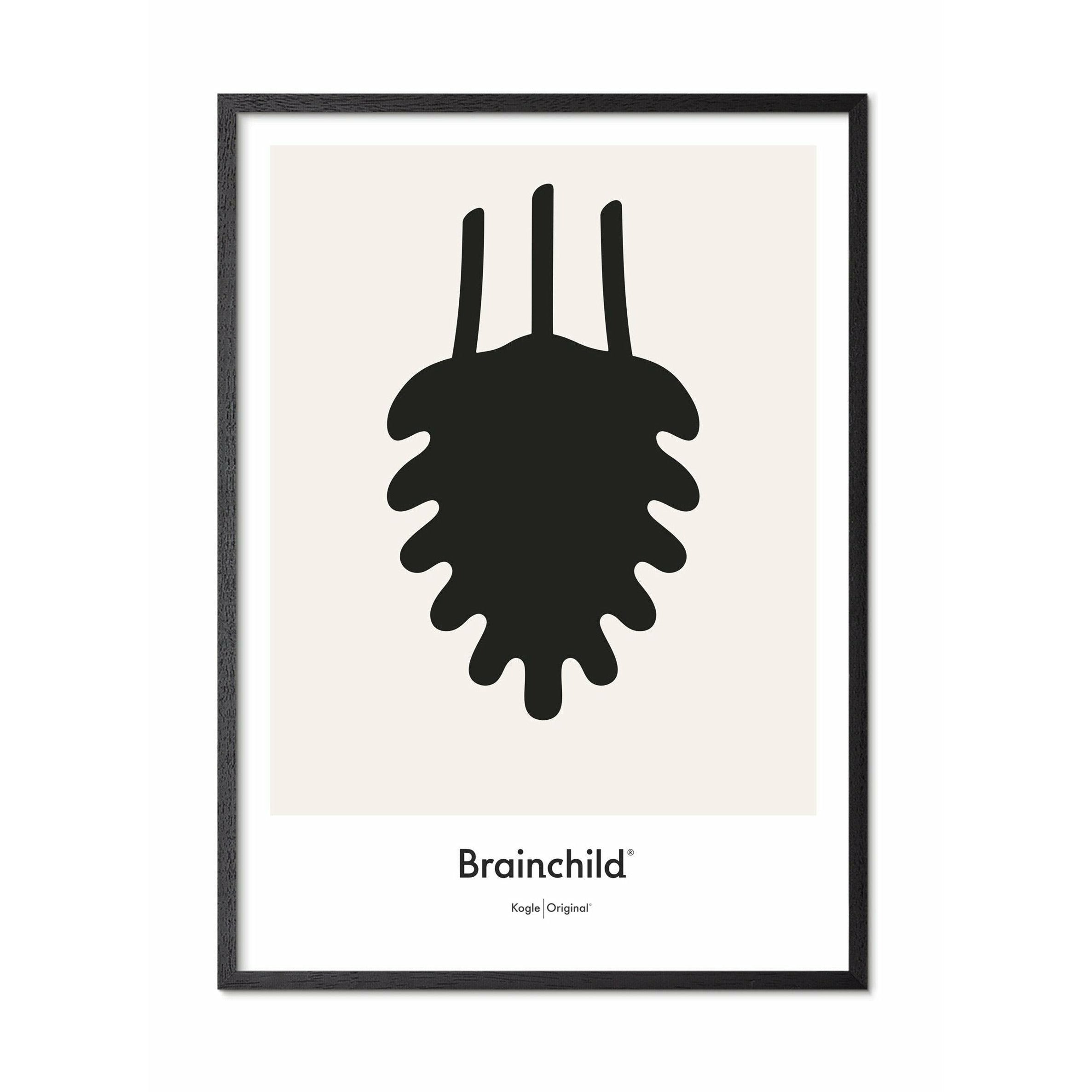[product_category]-Brainchild Pine Cone Design Icon Poster, Frame Made Of Black Lacquered Wood 50x70 Cm, Grey-Brainchild-IG-21003-C-BRA-1