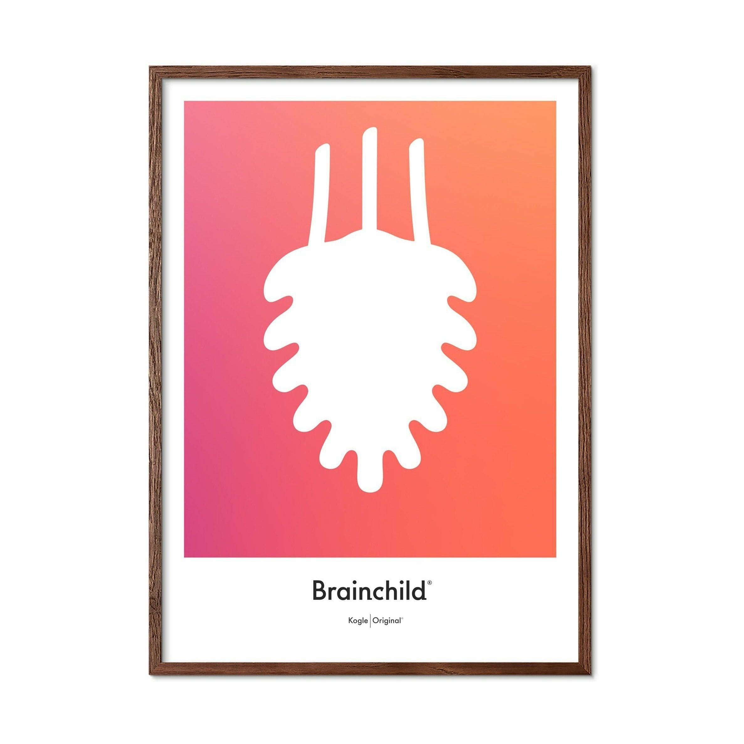 [product_category]-Brainchild Pine Cone Design Icon Poster, Frame Made Of Dark Wood 50x70 Cm, Orange-Brainchild-IF-21003-B-BRA-1