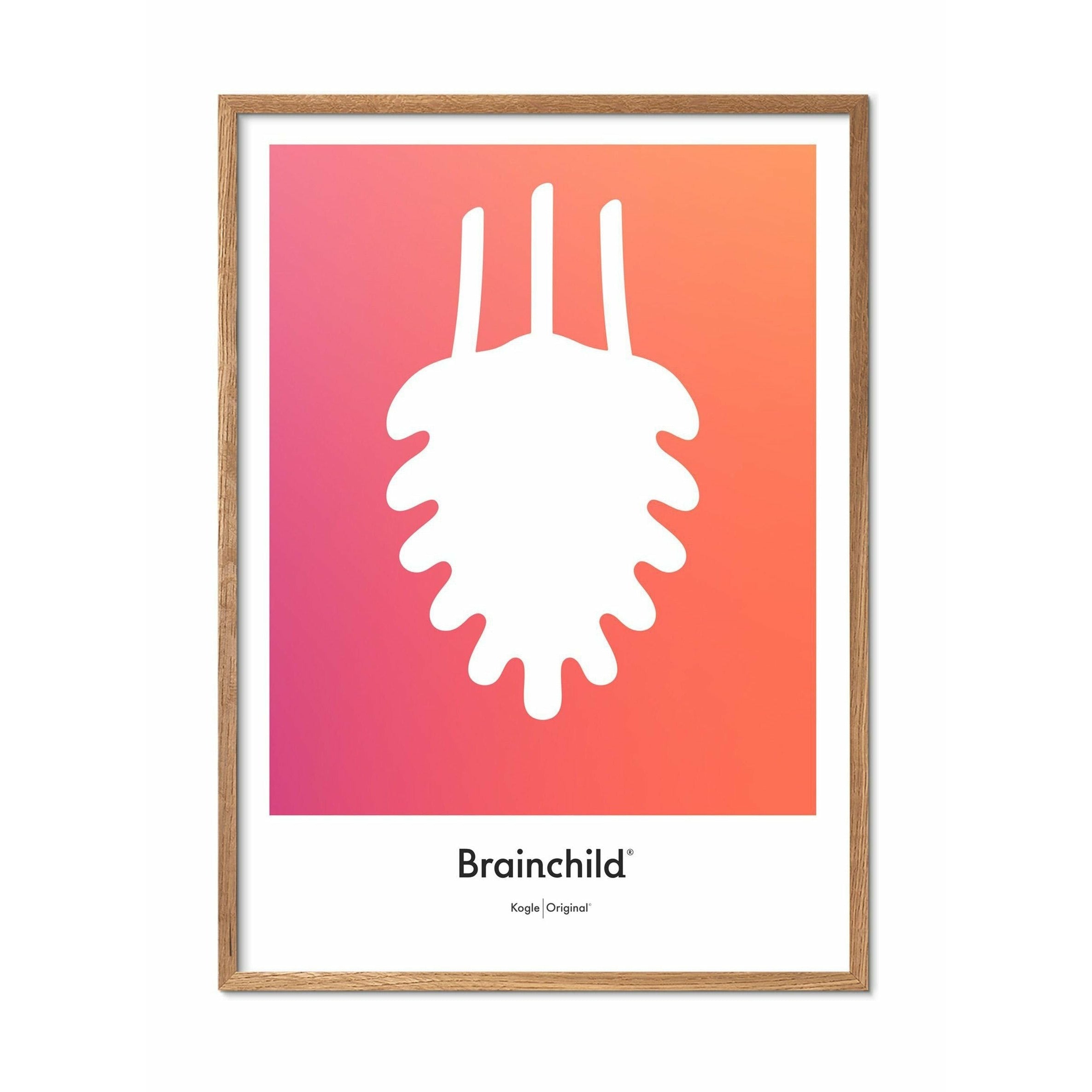 [product_category]-Brainchild Pine Cone Design Icon Poster, Frame Made Of Light Wood 70x100 Cm, Orange-Brainchild-IF-21004-A-BRA-1