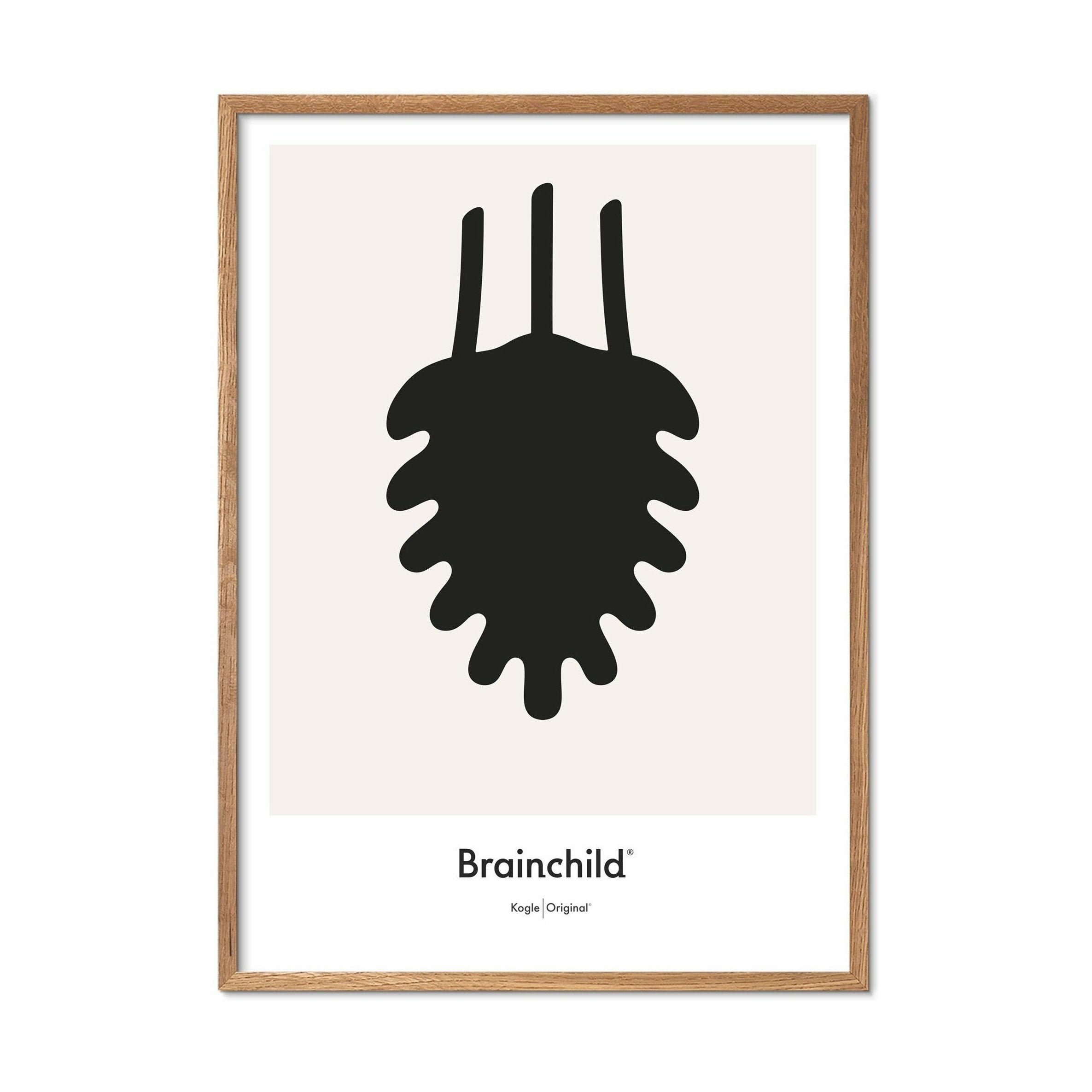 [product_category]-Brainchild Pine Cone Design Icon Poster, Frame Made Of Light Wood A5, Grey-Brainchild-IG-21001-A-BRA-1