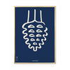  Pine Cone Line Poster Brass Colored Frame 30x40 Cm Blue Background